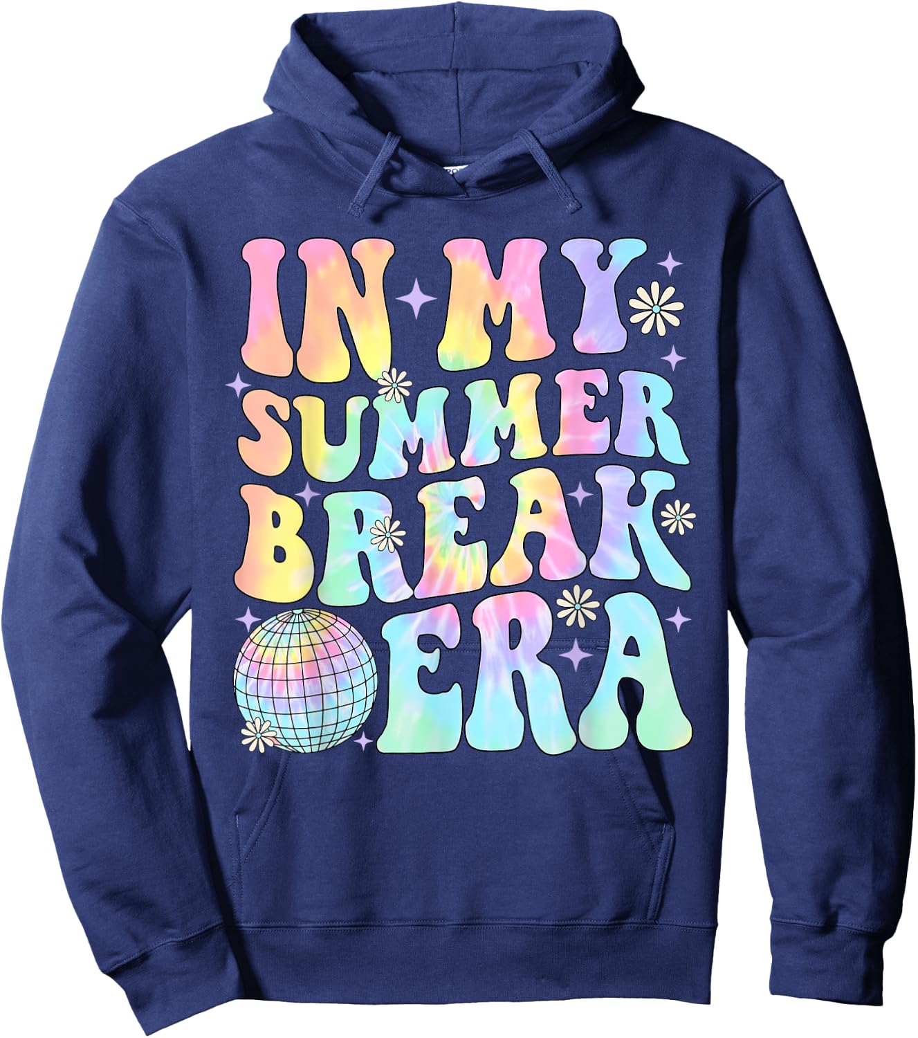 In My Summer Break Era Teacher Summer Break Vacation Groovy Hoodie - Hoodie | Navy