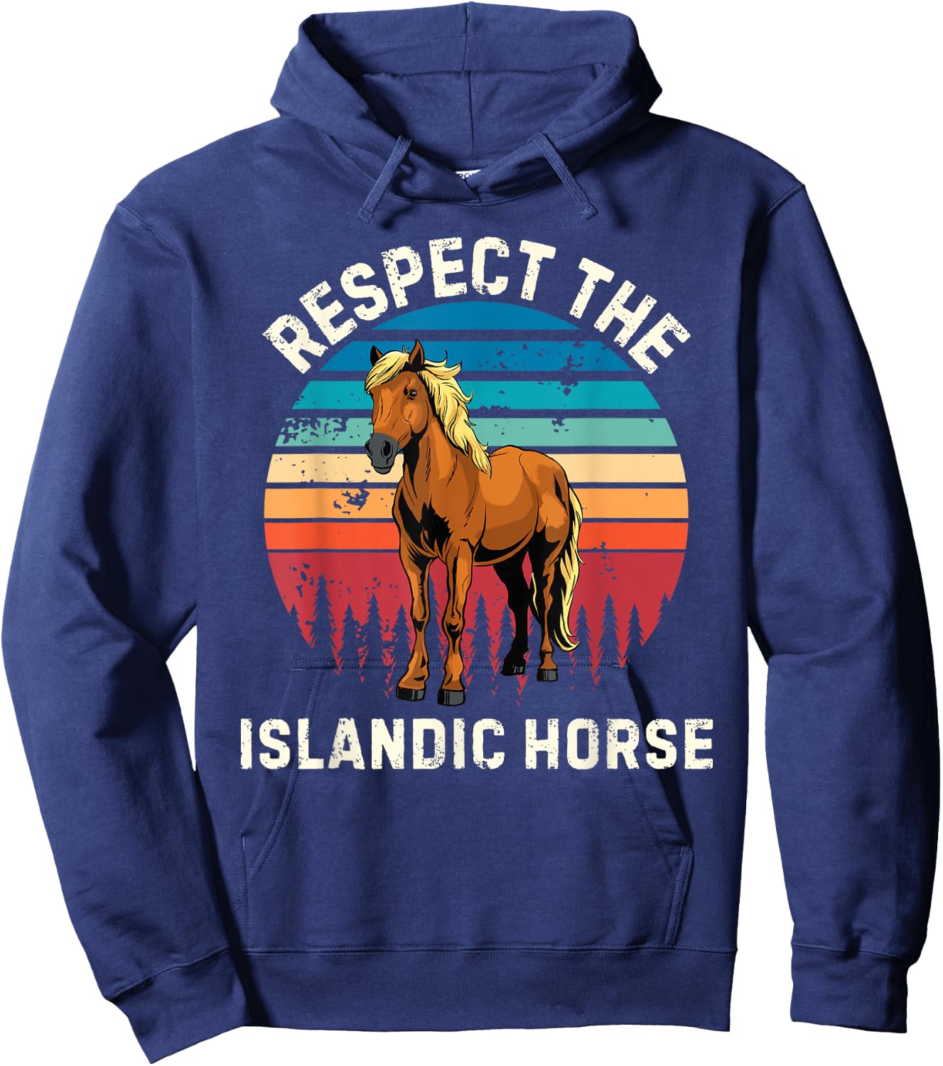 Retro Respect The Islandic Horse Vintage Islandic Horse Hoodie - Hoodie | Navy