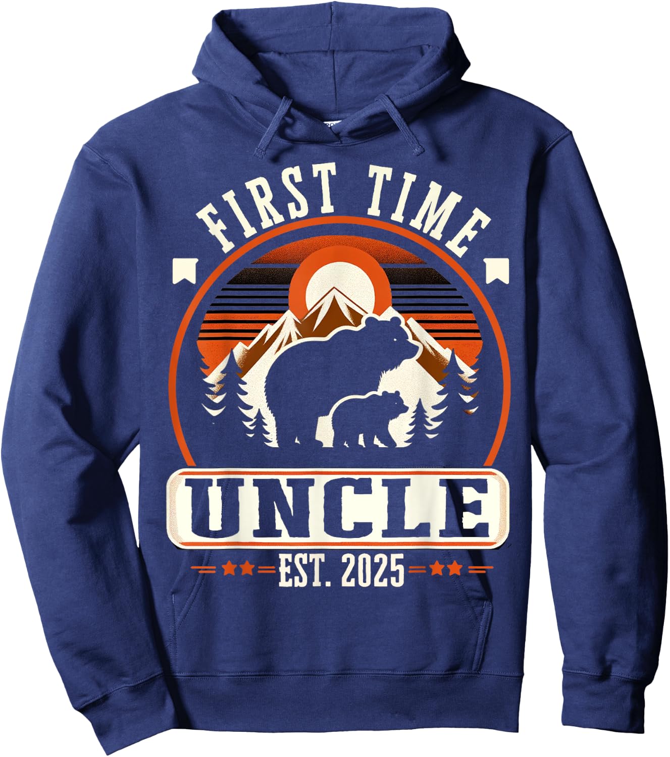 First Time Uncle Est 2025 for New Dad Funny Fathers Day Hoodie - Hoodie | Navy