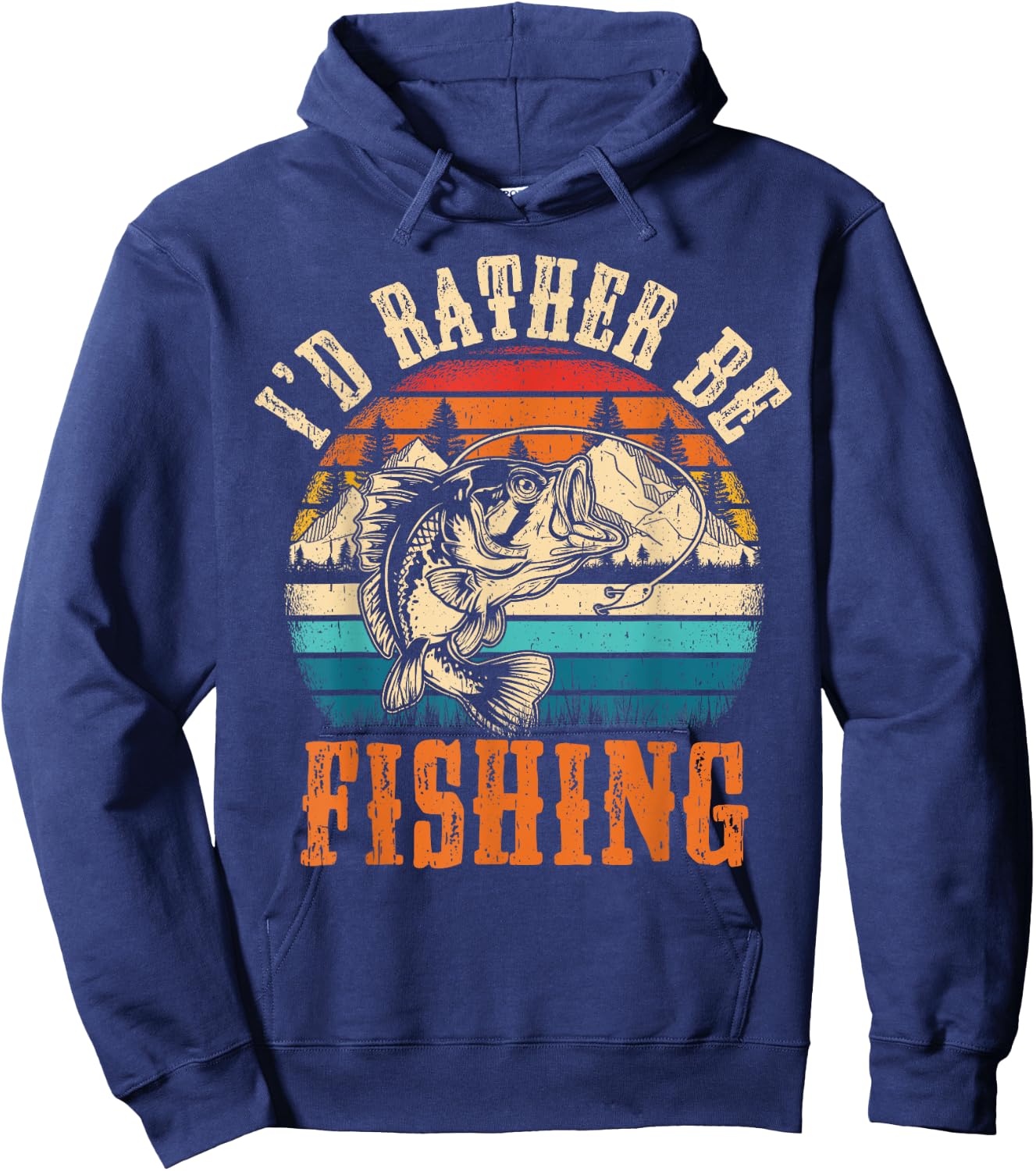 Funny Fishing Women Boy Kids Funny Bass Dad Fish Hoodie - Hoodie | Navy