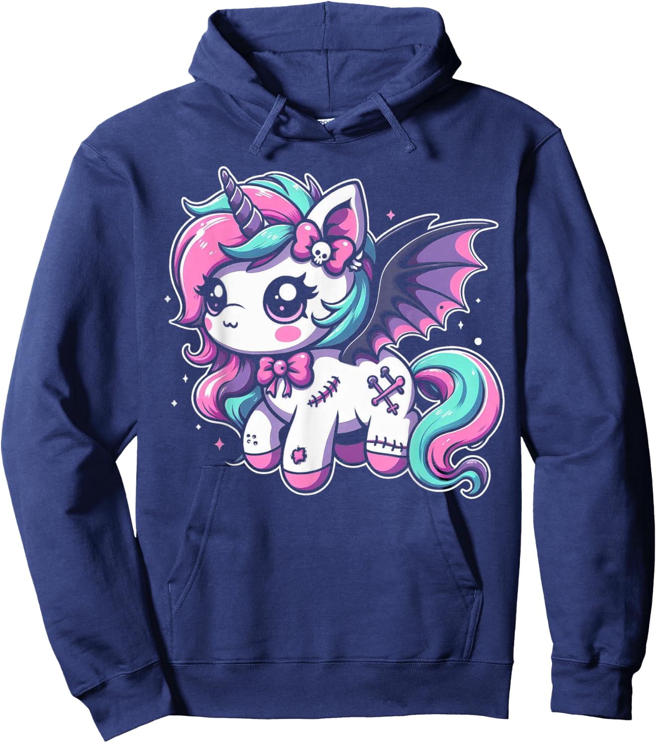 Pastel Goth Unicorn Kawaii Creepy Cute Aesthetic Art Hoodie - Hoodie | Navy
