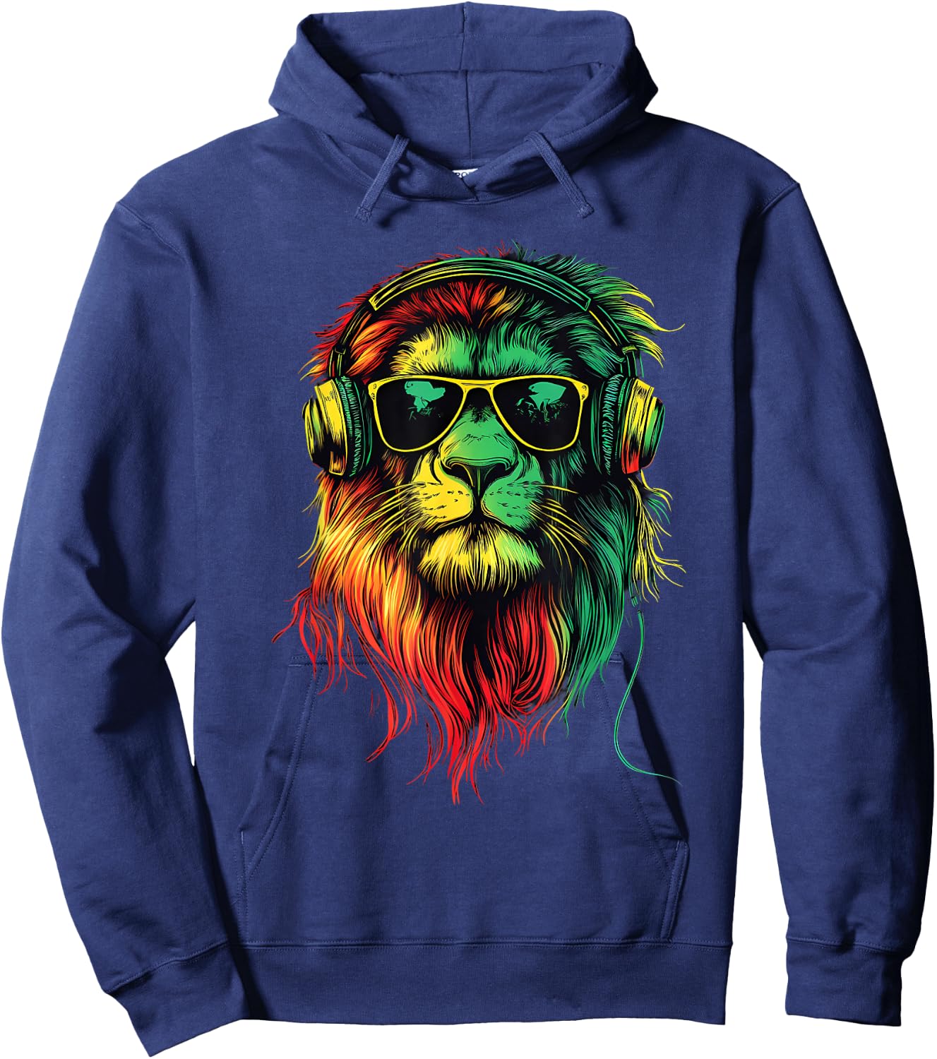 Rasta Reggae Music DJ Lion Of Judah Rastafarian Roots Hoodie - Hoodie | Navy
