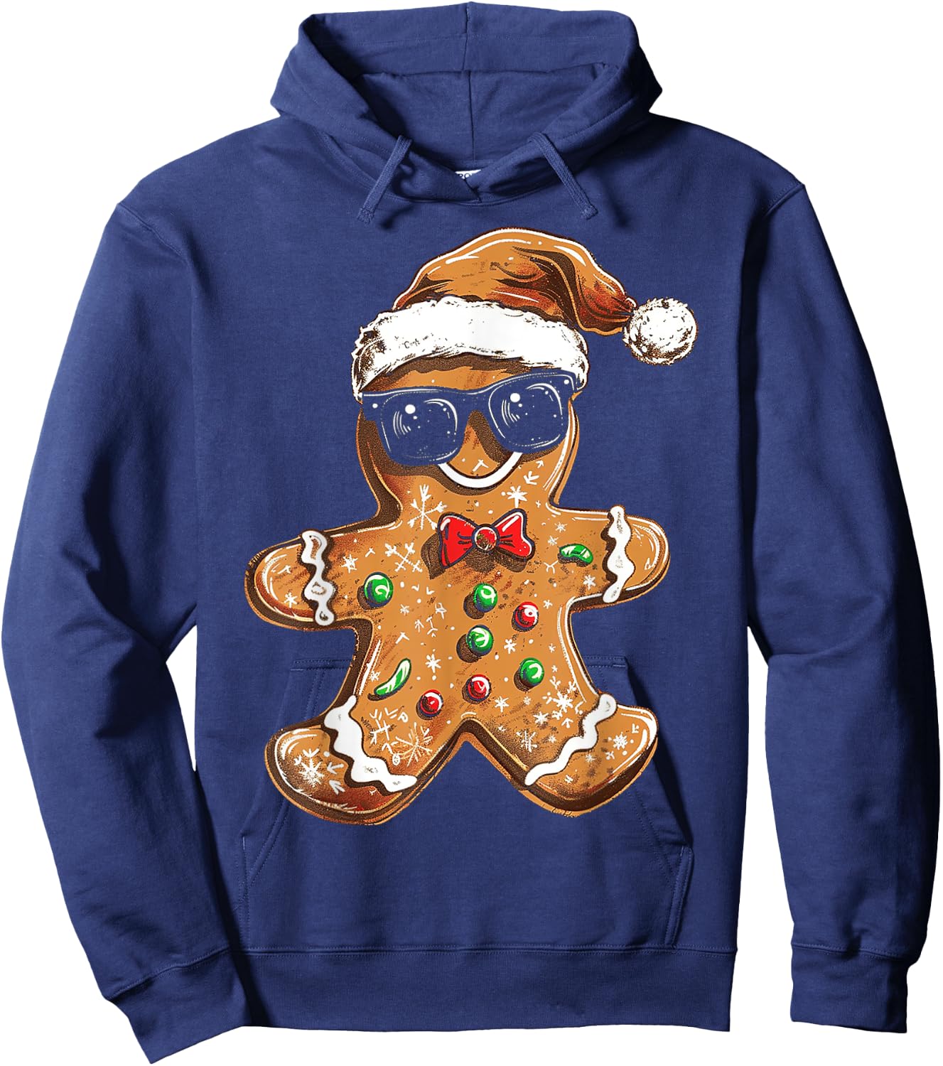 Gingerbread Christmas X-Mas Artwork Sunglasses Gingerbread Hoodie - Hoodie | Navy