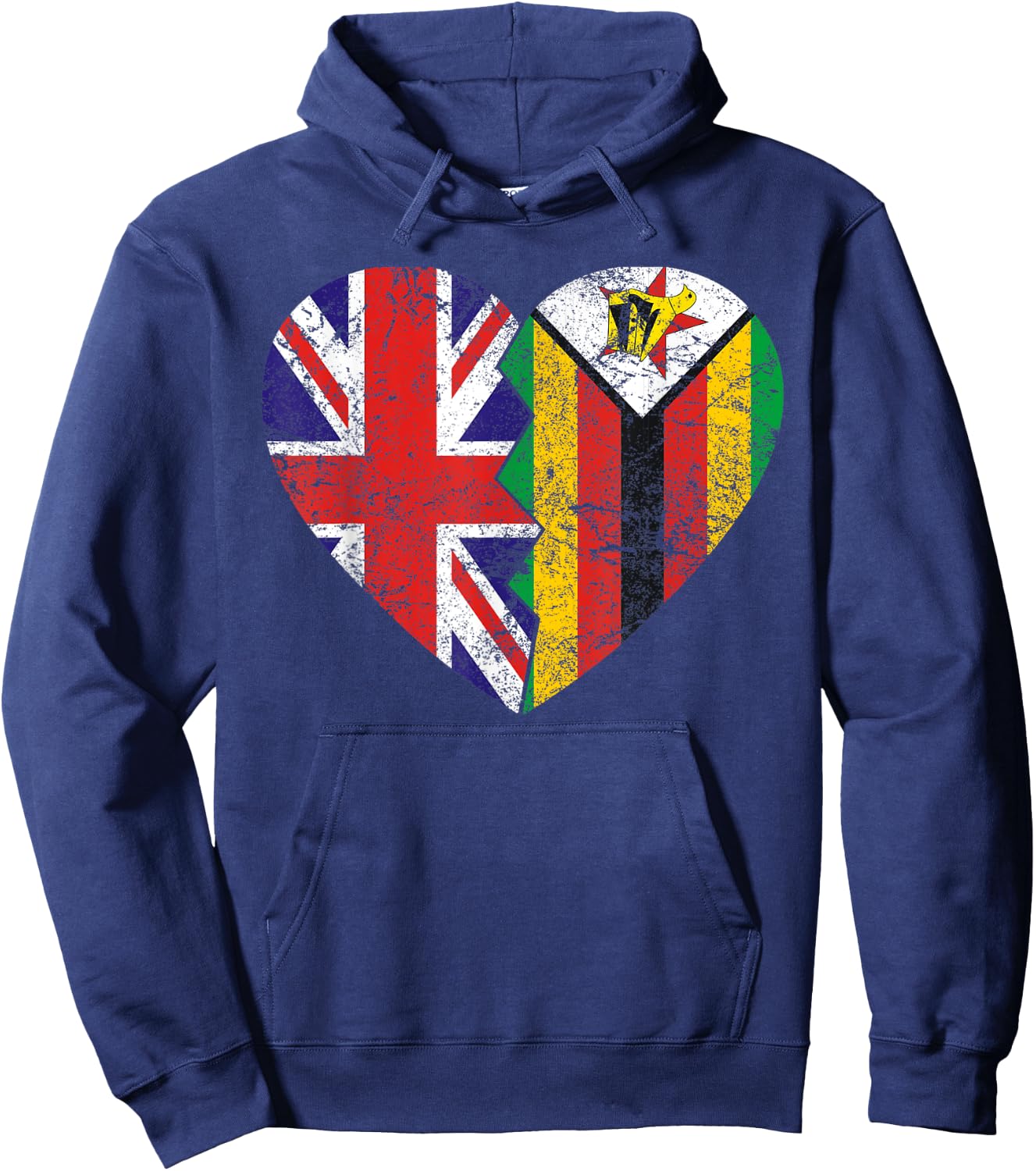 Zimbabwean British Flags Heart | United Kingdom Zimbabwe Hoodie - Hoodie | Navy