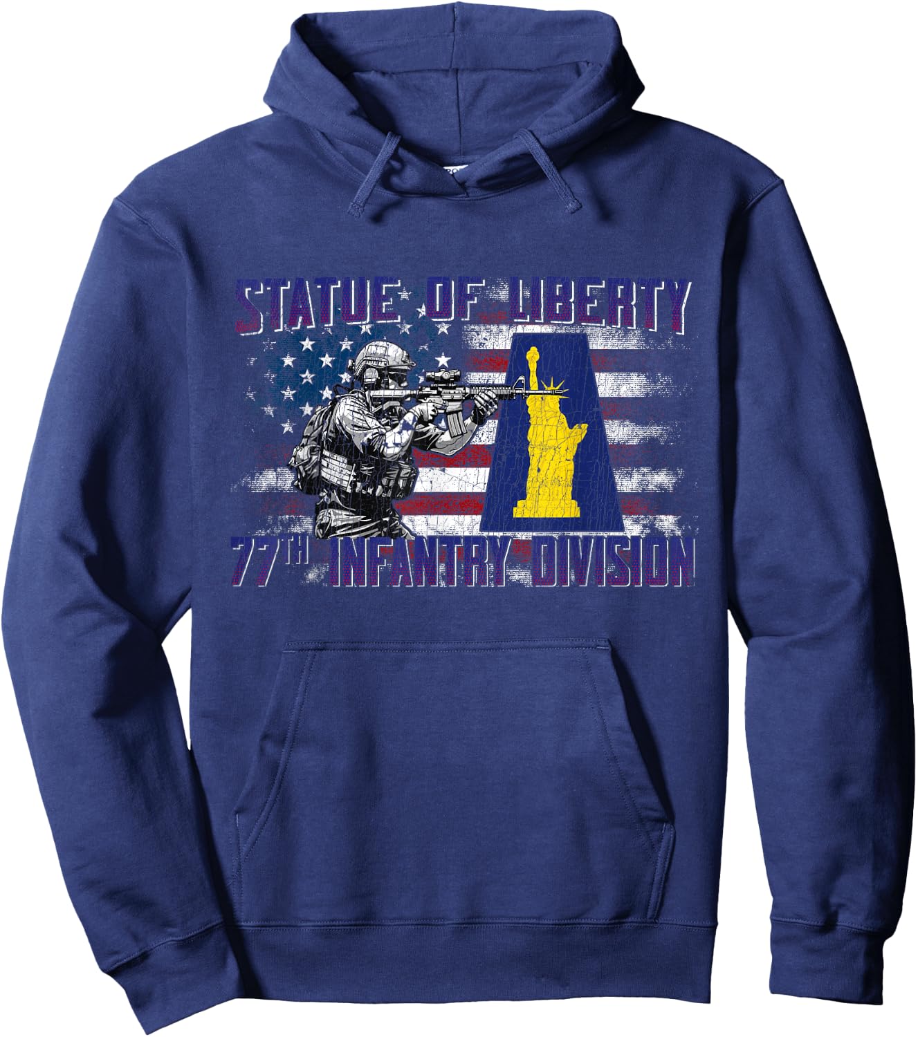 77th Infantry Division 77th ID Statue of Liberty Division Hoodie - Hoodie | Navy