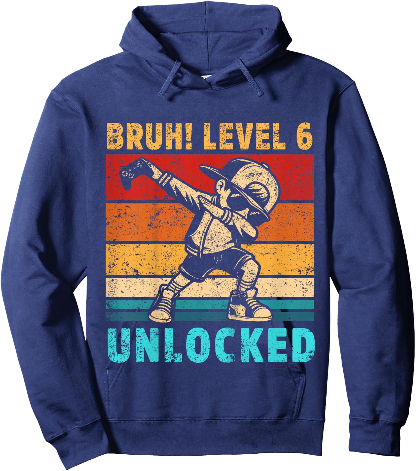 Kids 6 Year Old Birthday Dabbing Boy Bruh 6th level unlocked Hoodie - Hoodie | Navy
