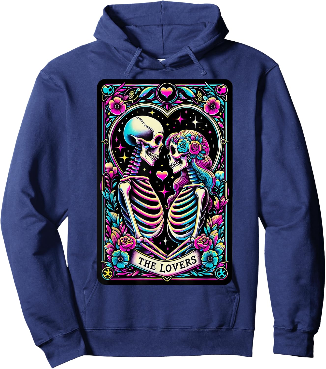 Tarot Card The Lovers Romantic Love Skeleton Couple Matching Hoodie - Hoodie | Navy