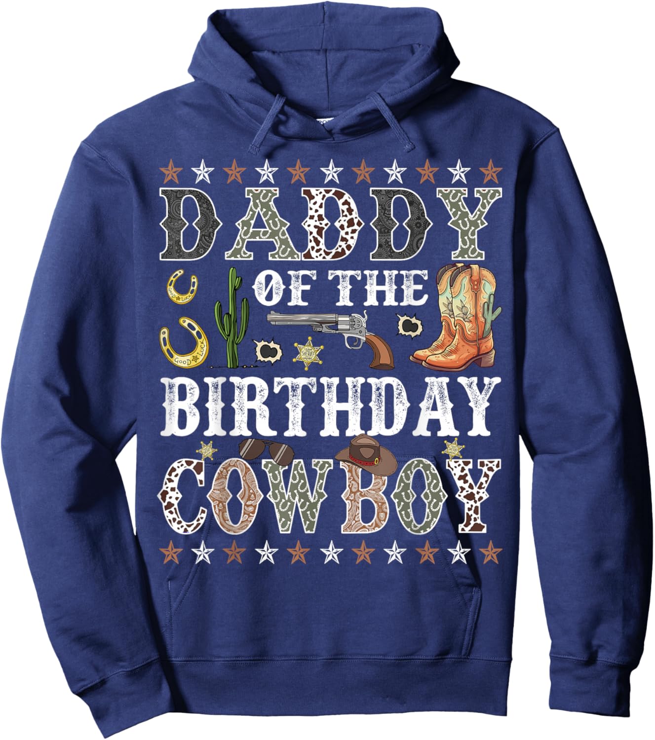 Daddy Of The Birthday Cowboy Rodeo Daddy Hoodie - Hoodie | Navy