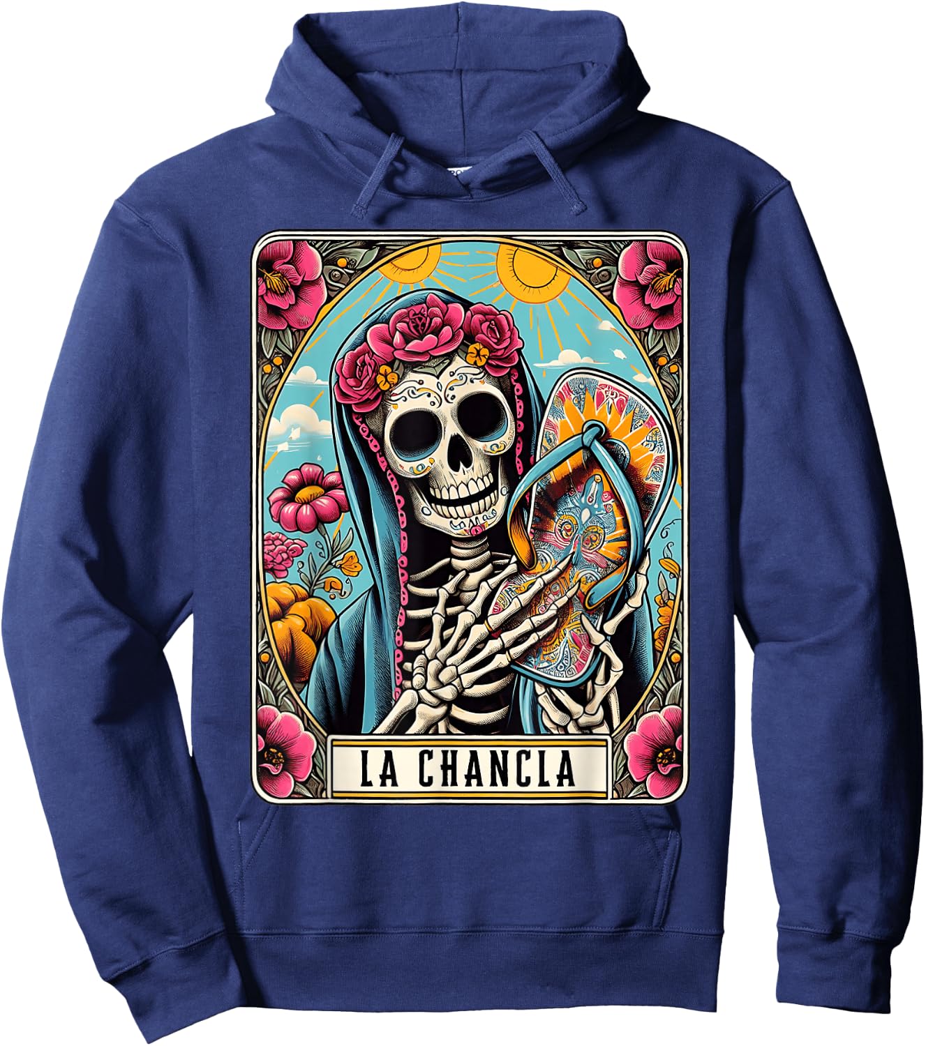 La Chancla Flip Flop Card Funny Mexican Mom Tarot Card Hoodie - Hoodie | Navy