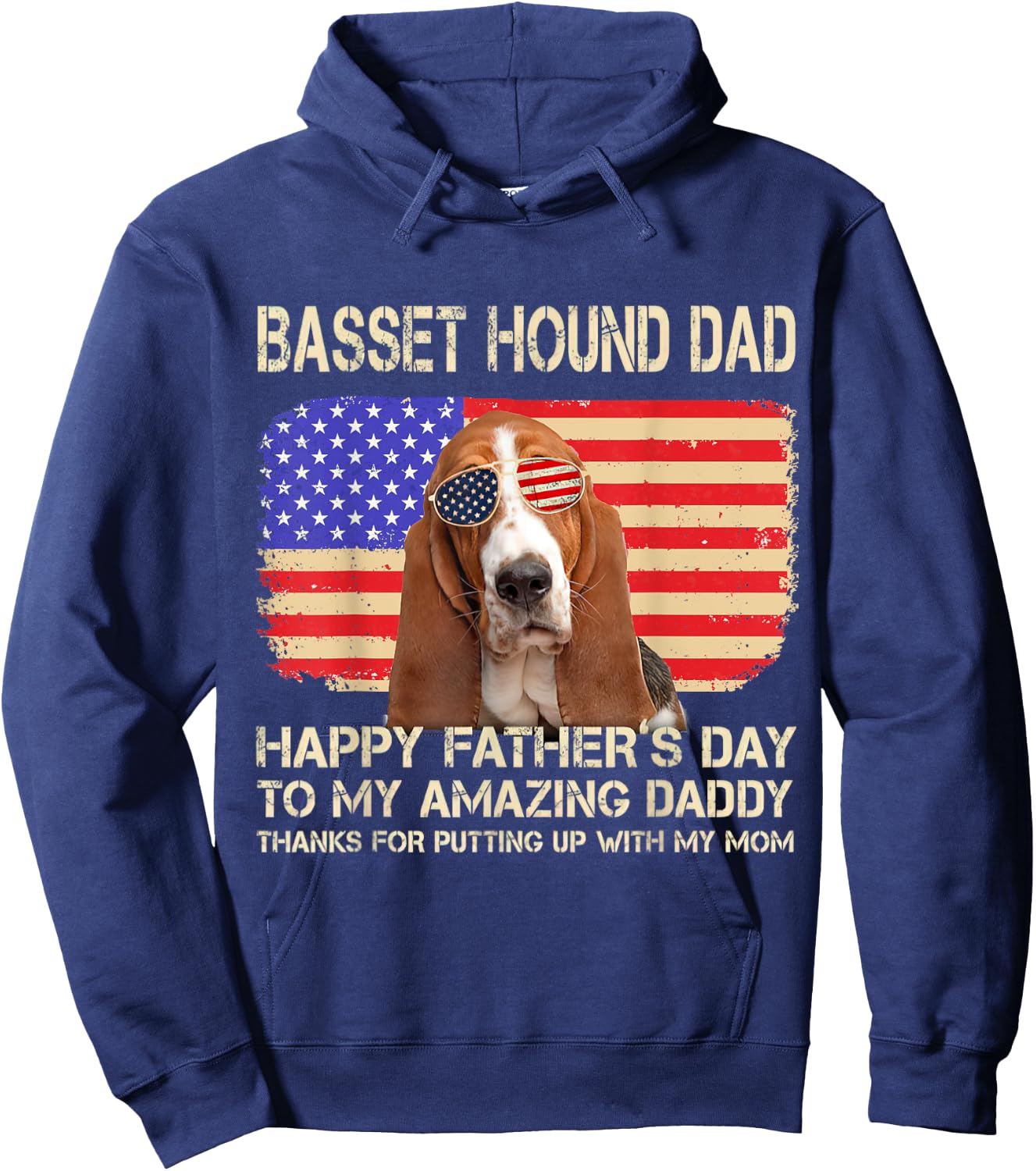 Basset Hound Dad Happy Fathers Day To My Amazing Daddy Dog Women Hoodie - Hoodie | Navy