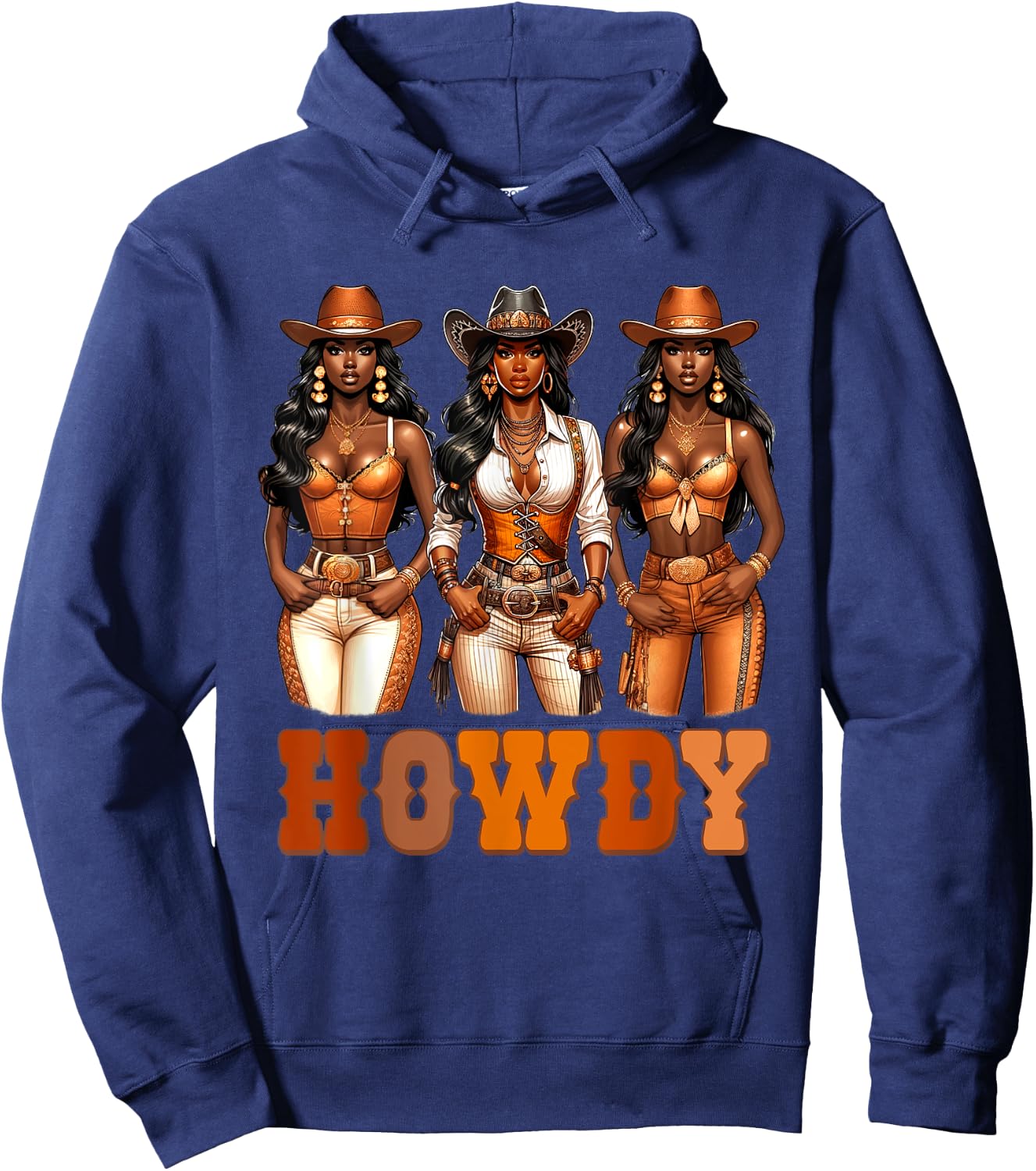 Howdy Black Cowgirl Western Rodeo Melanin Black History Hoodie - Hoodie | Navy