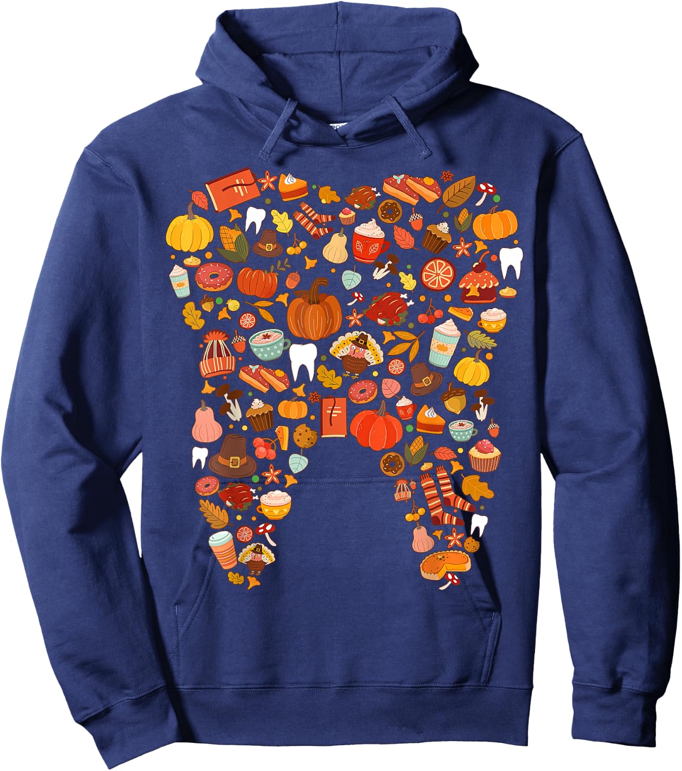 Teeth Doodles Pumpkin Fall Dental Hygienist Autumn Season Hoodie - Hoodie | Navy