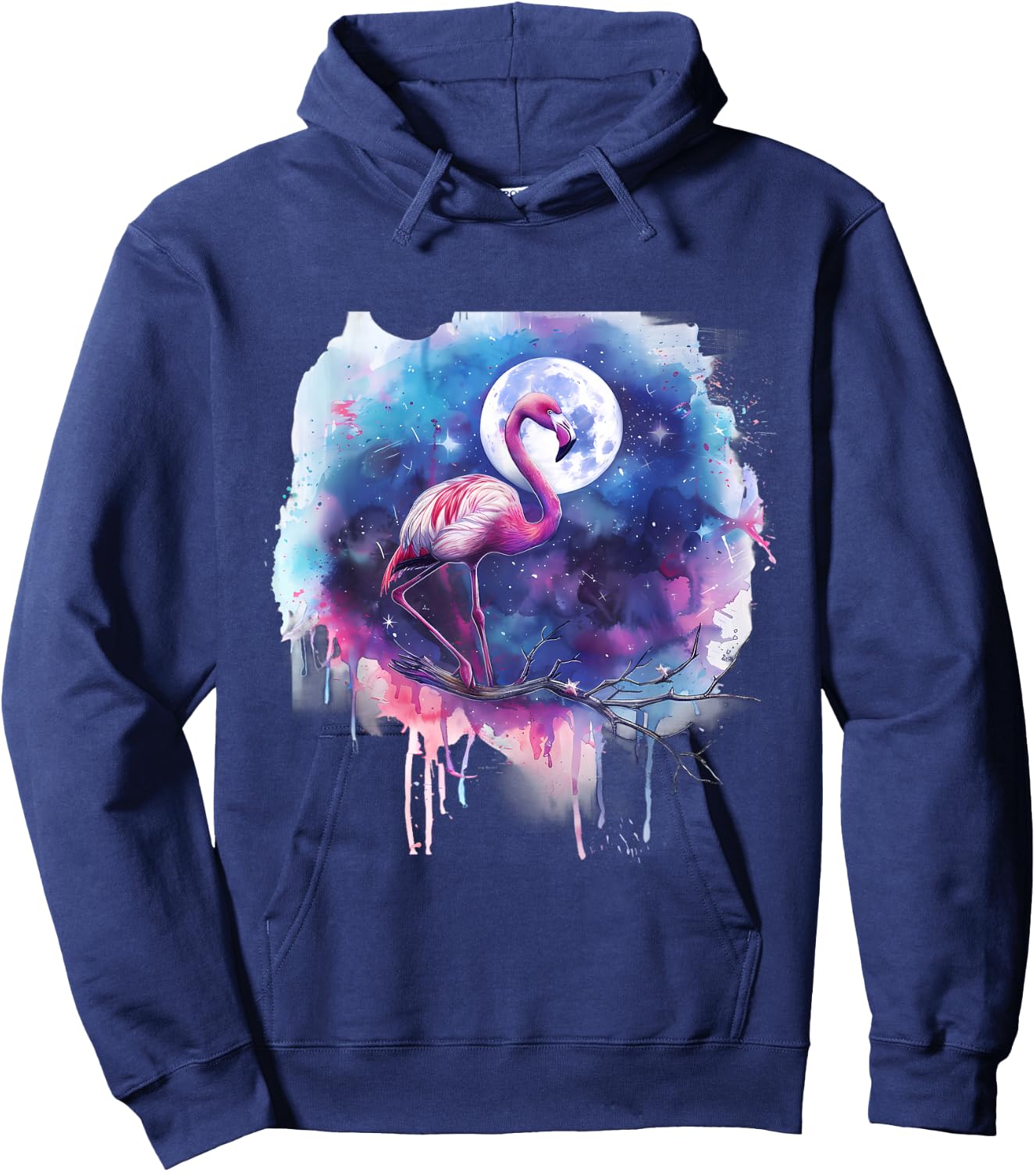 Pink Flamingo Bird Moon Wildlife Flamingo Lover Artwork Hoodie - Hoodie | Navy