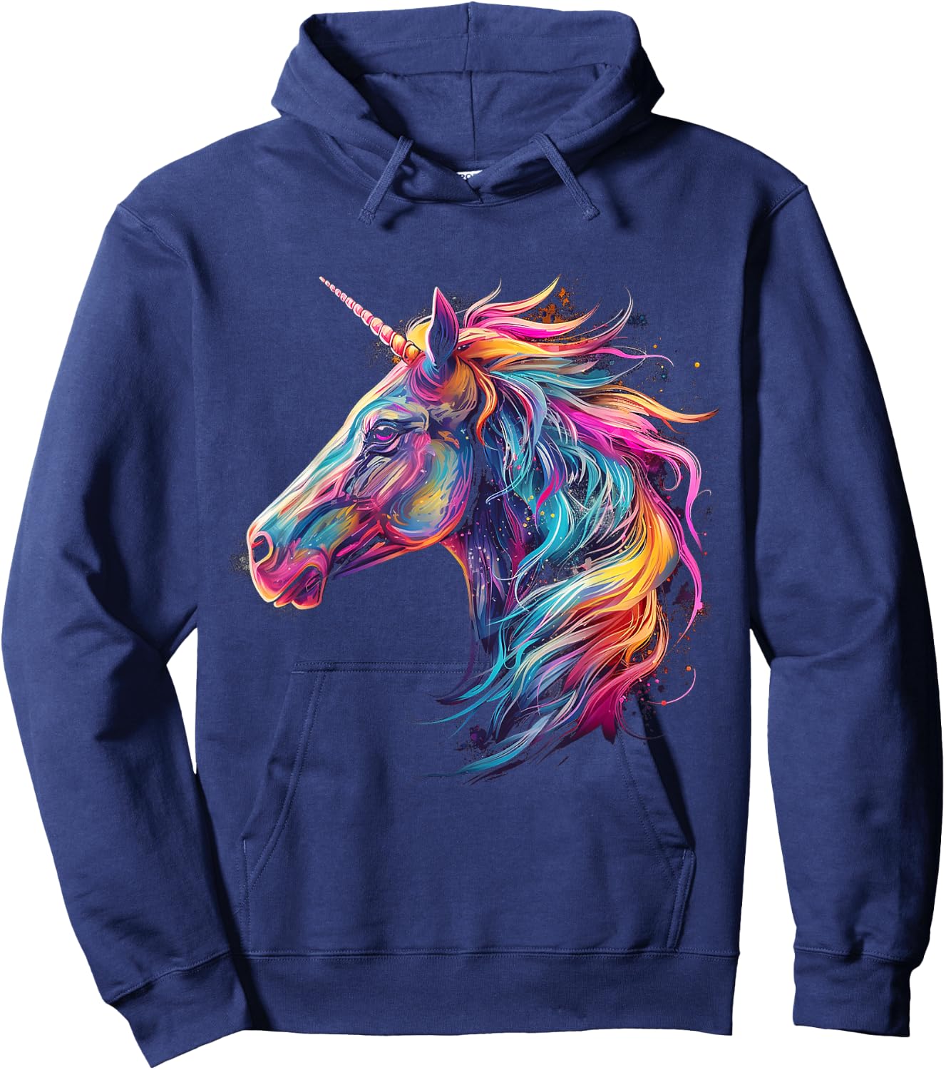 Unicorn Rainbow Animal Graphic Illustration Unicorn Hoodie - Hoodie | Navy