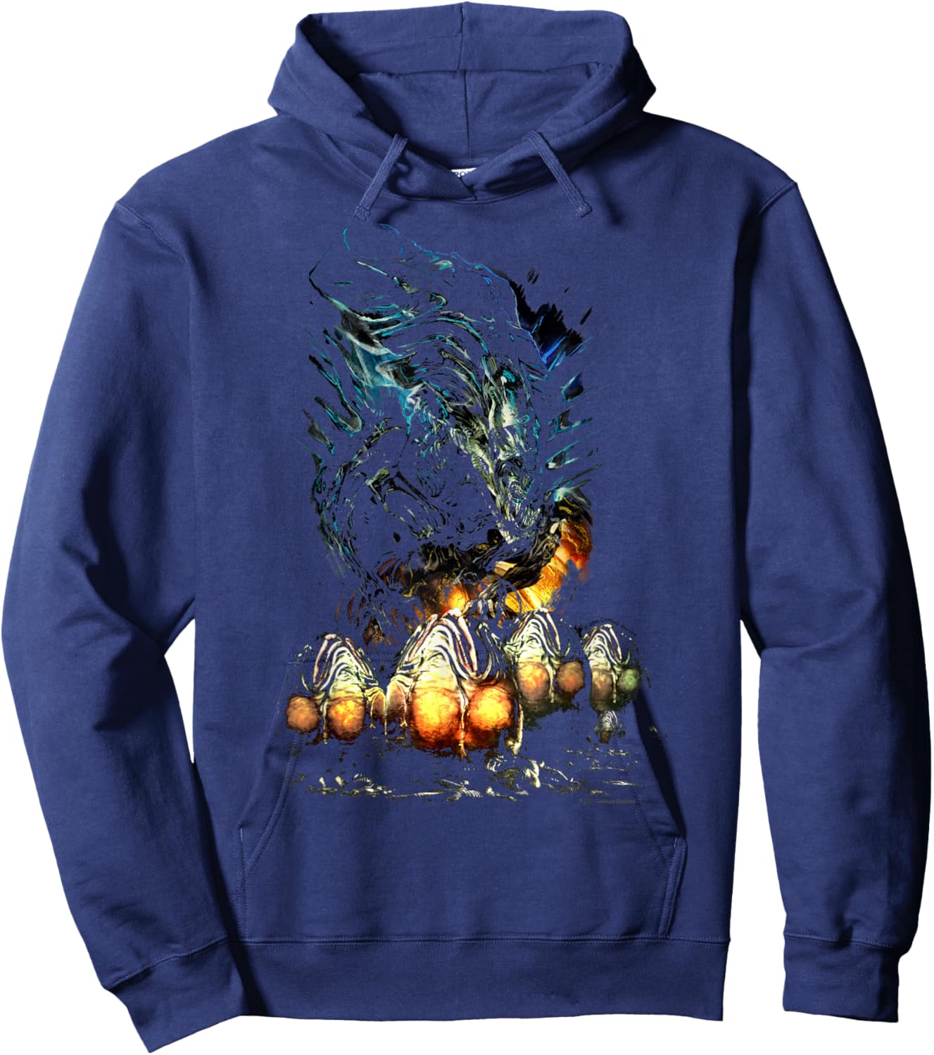 Aliens Iconic Epic Xenomorph XX121 And Eggs Big Chest Poster Hoodie - Hoodie | Navy