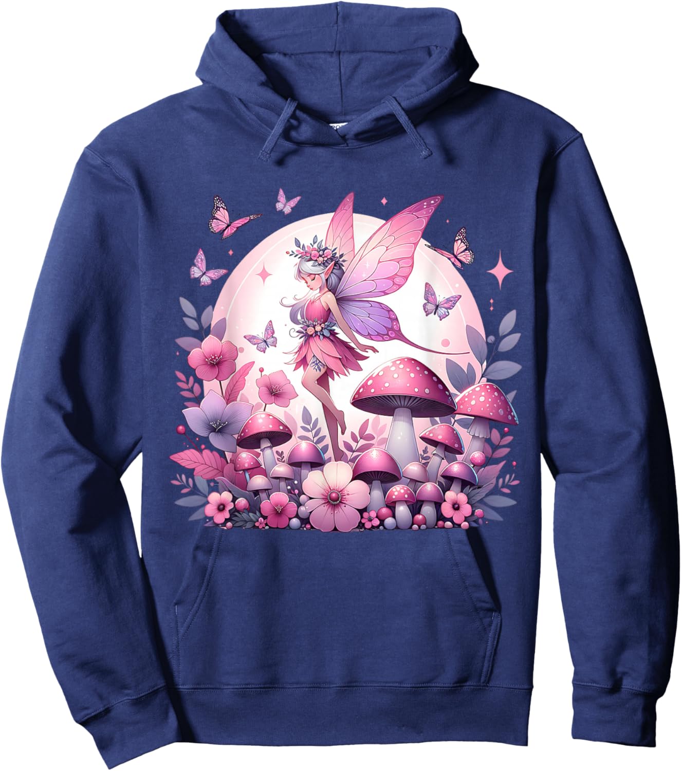 Enchanted Forest Fantasy Fairy Mystical Butterfly & Floral Hoodie - Hoodie | Navy