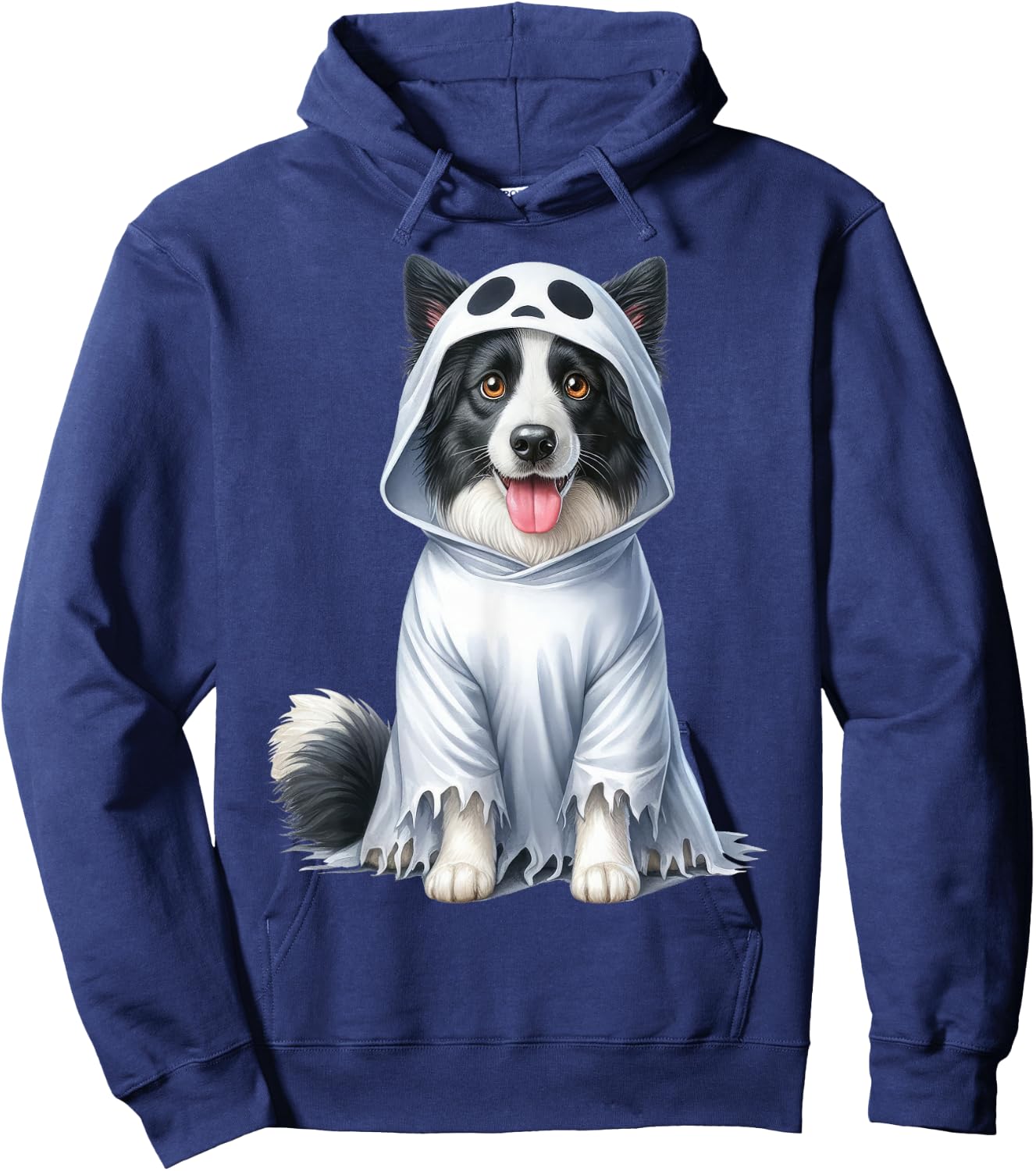 Funny Ghost Border Collie Dog Lover Halloween Costume Men Women Hoodie - Hoodie | Navy
