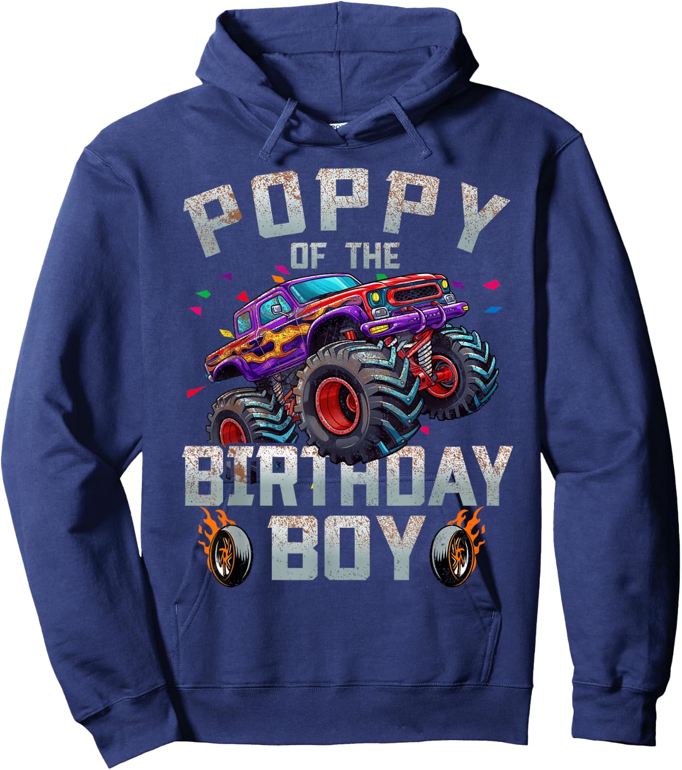 Poppy Of The Birthday Boy Monster Truck Family Hoodie - Hoodie | Navy