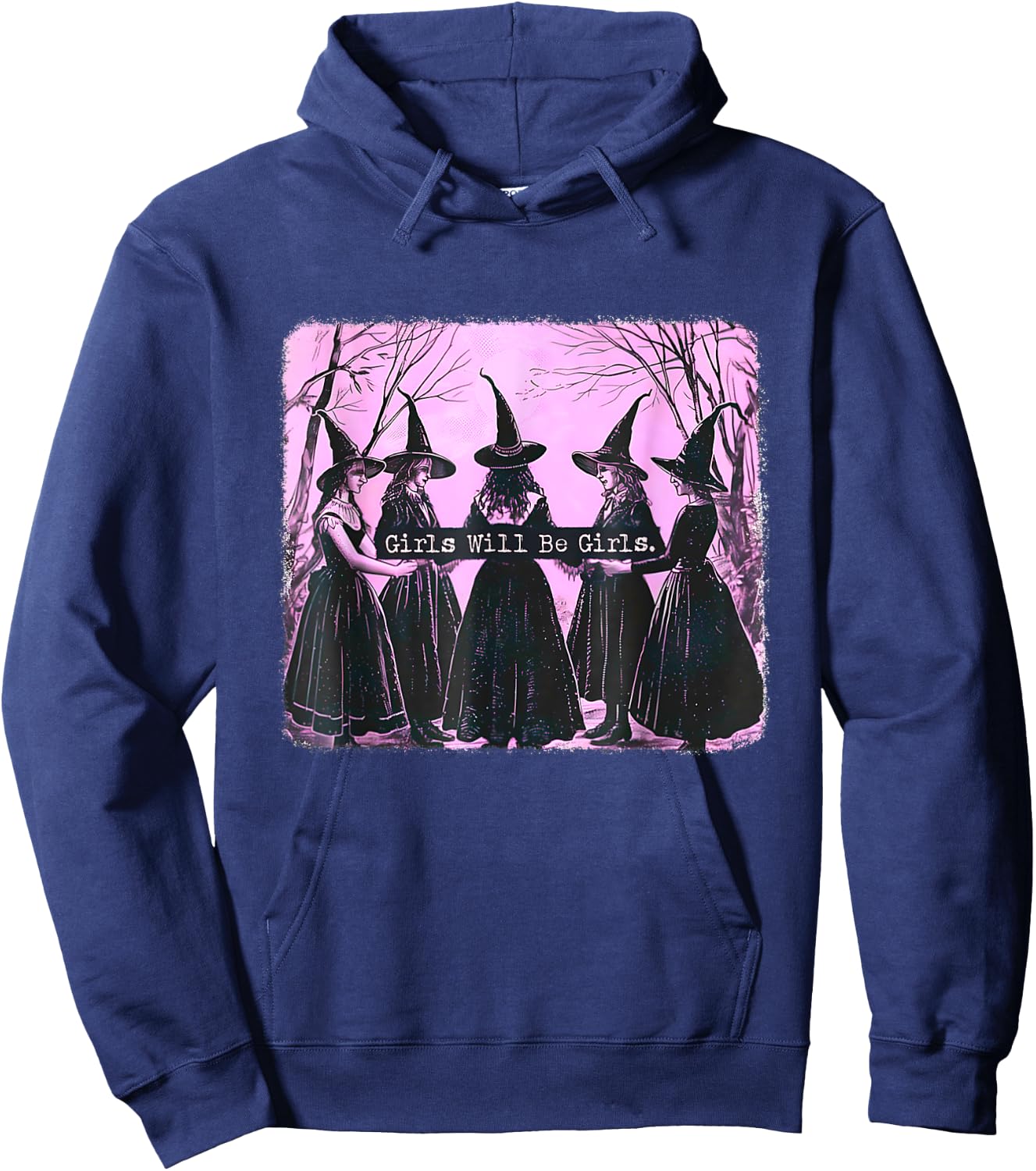 Funny Halloween Shirt 2025 Girl Will Be Girl Witch Hoodie - Hoodie | Navy