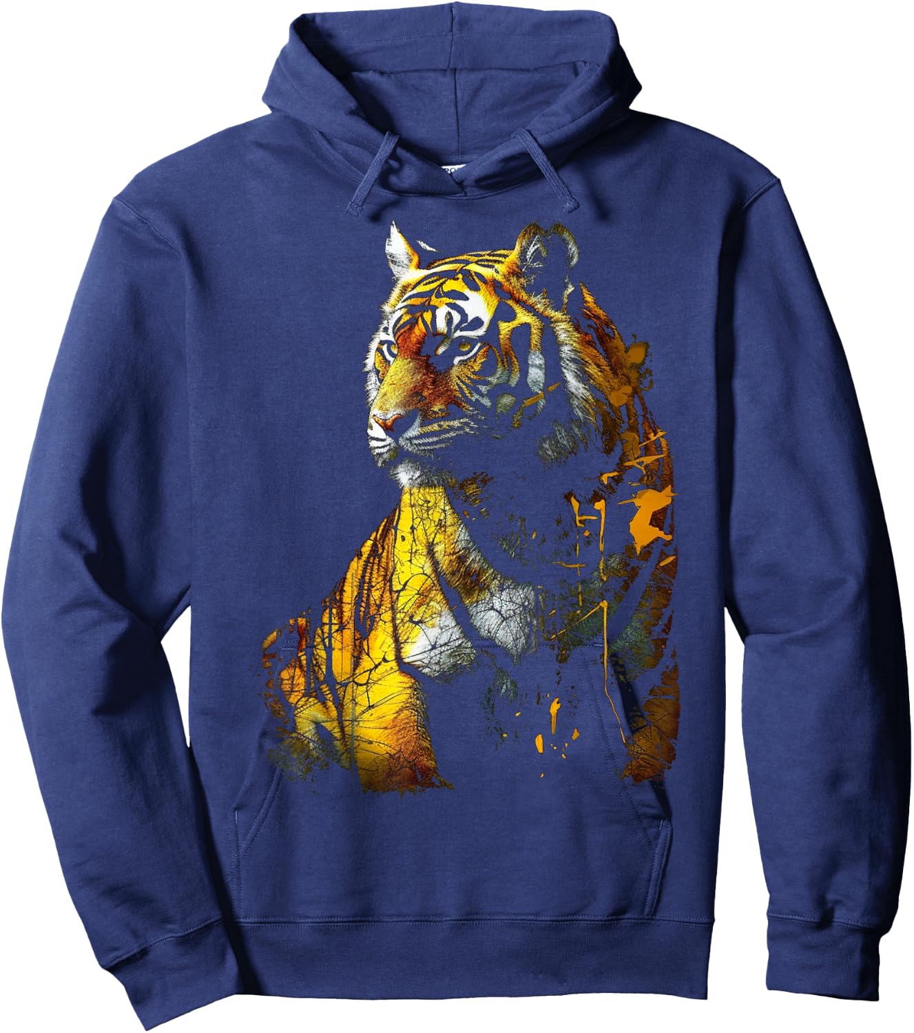 Tiger Artwork - Animal Art Zoo Tiger Hoodie - Hoodie | Navy