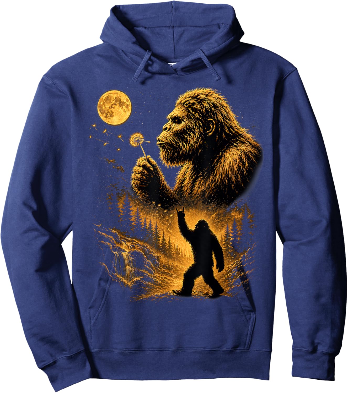 Vintage Bigfoot Sasquatch Cryptid Blowing Wishes Gifts Hoodie - Hoodie | Navy