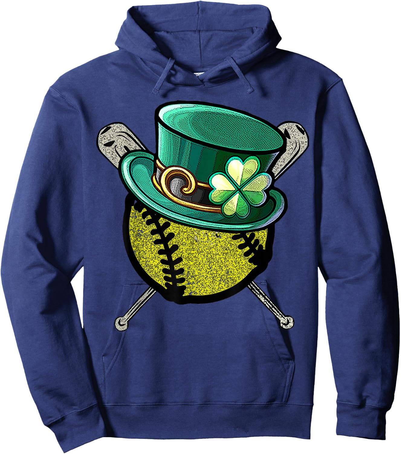 Softball Baseball Leprechaun Hat Shamrock St.Patrick's Day Hoodie - Hoodie | Navy