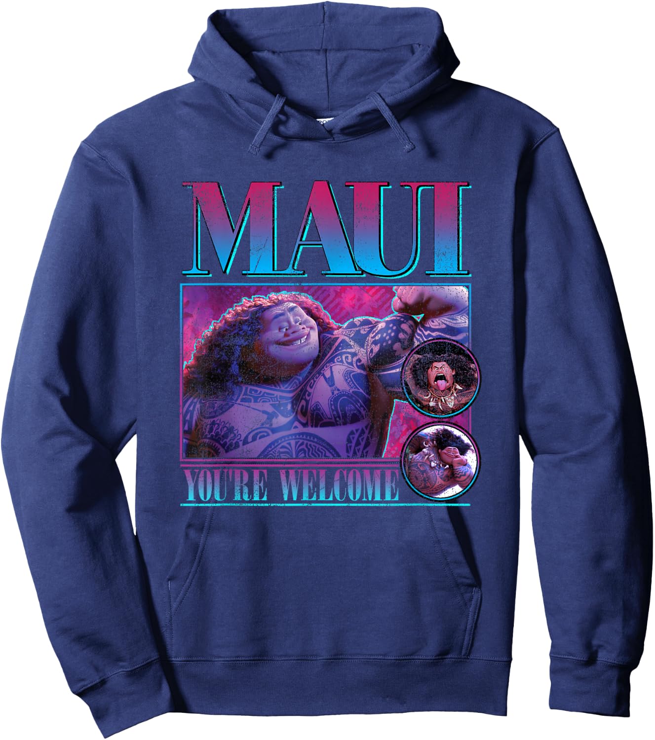 Disney Moana Maui You're Welcome Vintage Portrait Frame Hoodie - Hoodie | Navy