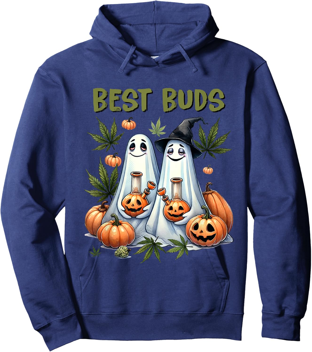 Marijuana Best Buds Ghost 420 Weed Cannabis Funny Halloween Hoodie - Hoodie | Navy
