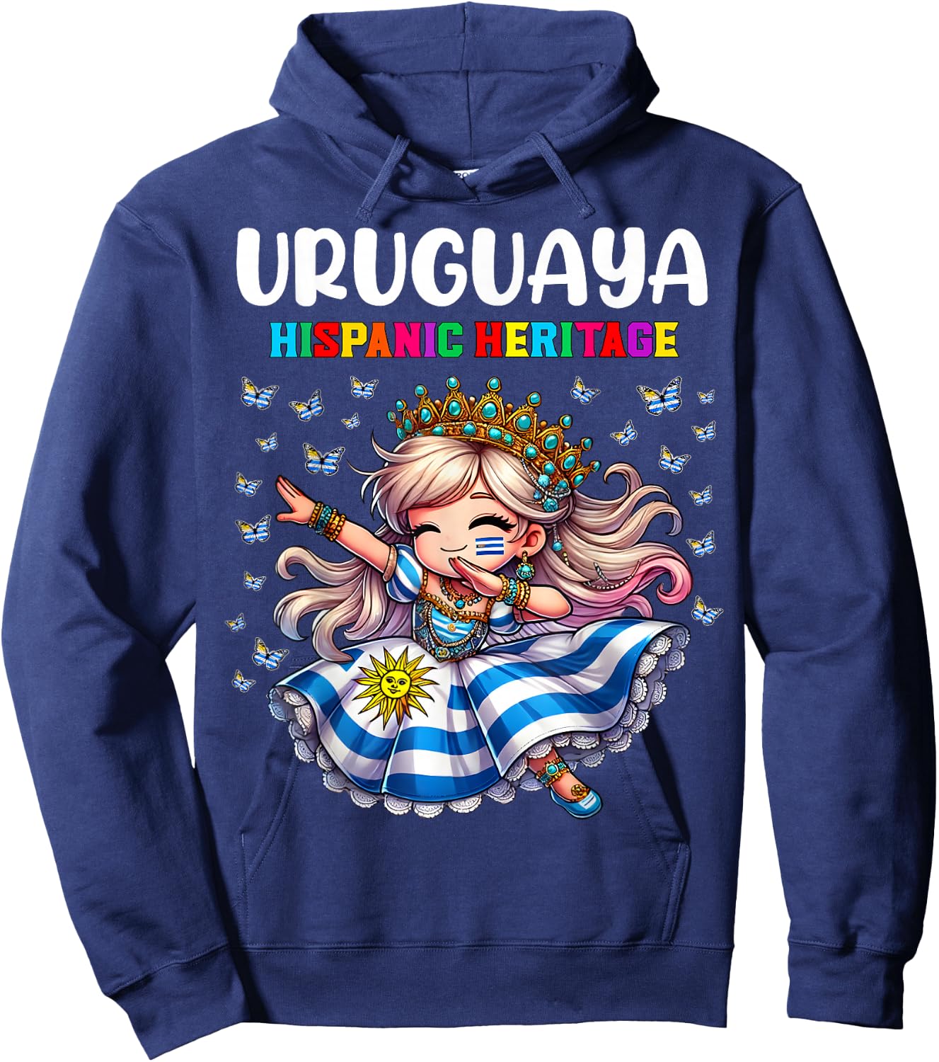 Uruguay Hispanic Heritage Month Celebration girls kids Hoodie - Hoodie | Navy