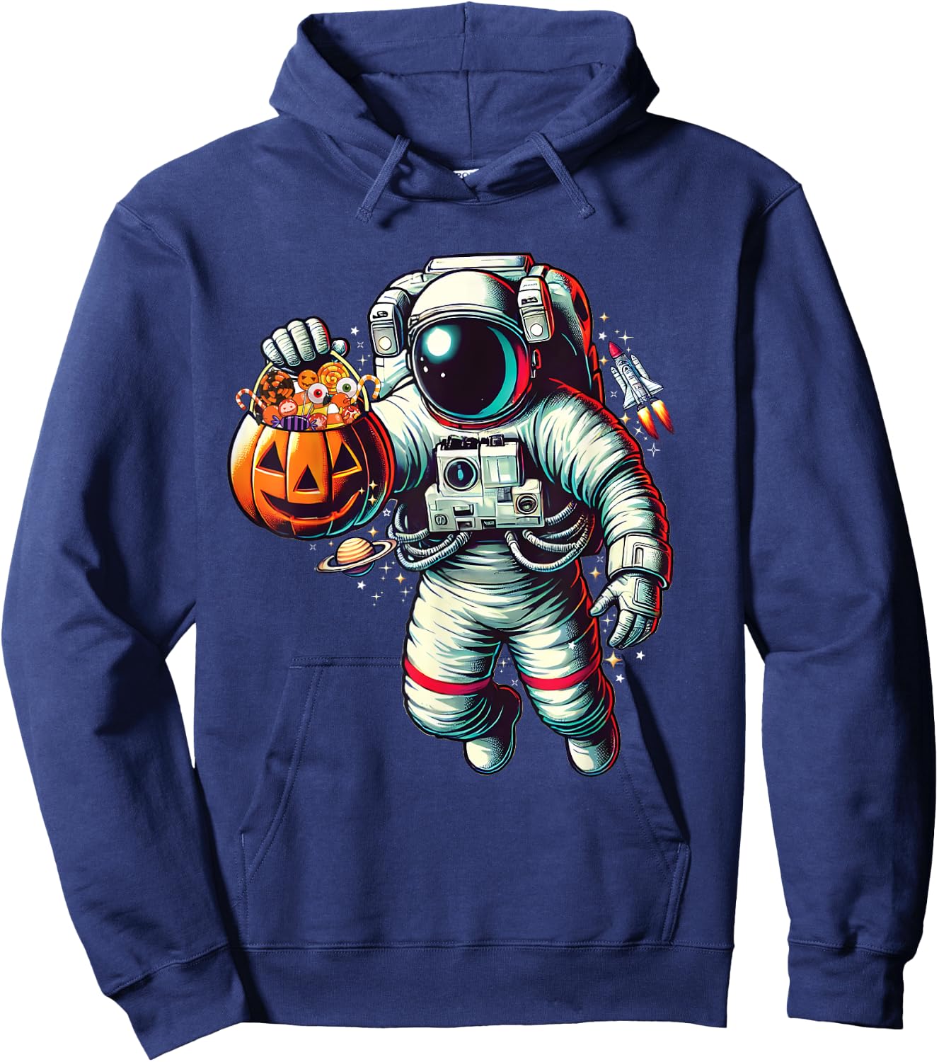 Space Astronaut Celebrating Halloween Kids Boys Toddlers Hoodie - Hoodie | Navy