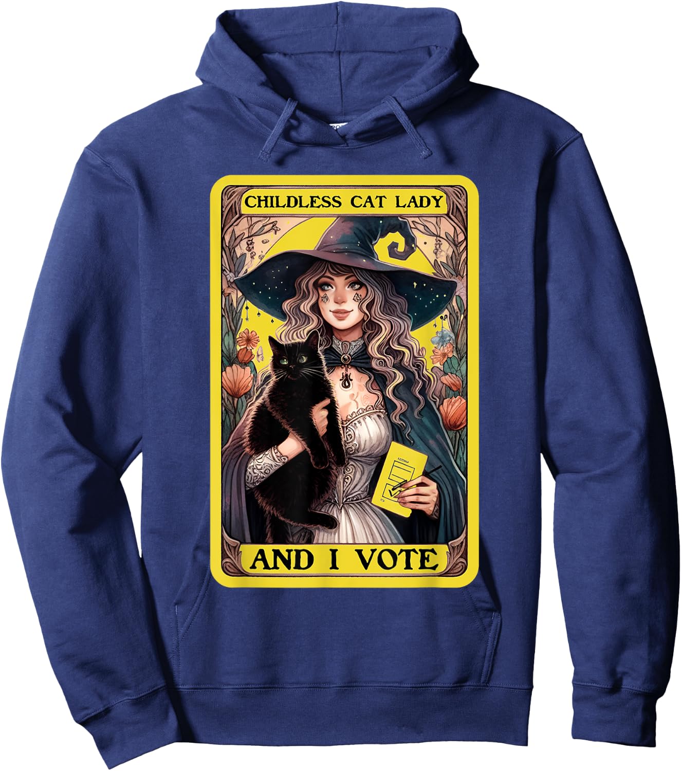 Childless Cat Lady And I Vote, Childless Cat Lady Tarot Card Hoodie - Hoodie | Navy