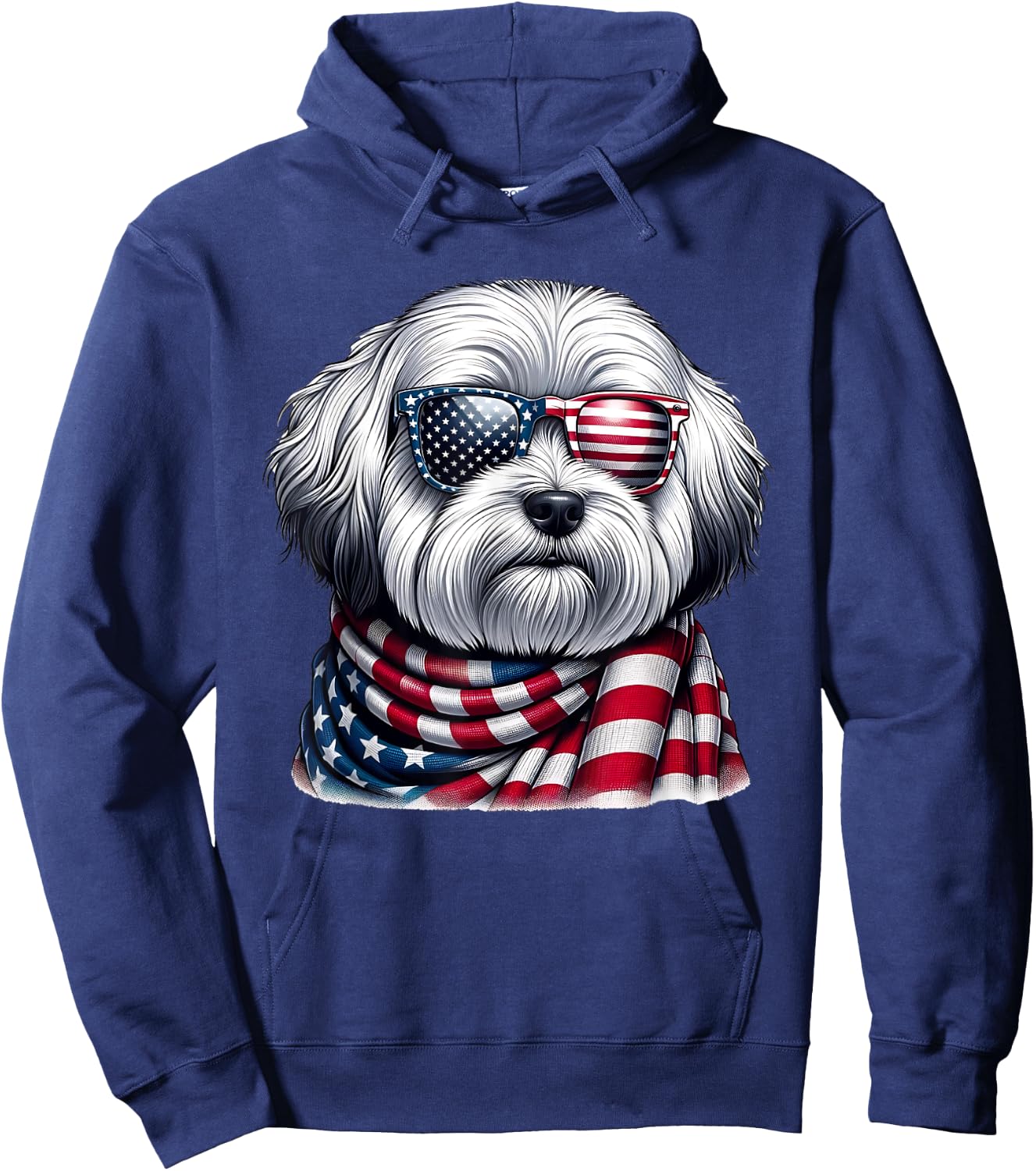 Coton de Tulear Lover US Flag 4th Of July Patriotic Hoodie - Hoodie | Navy