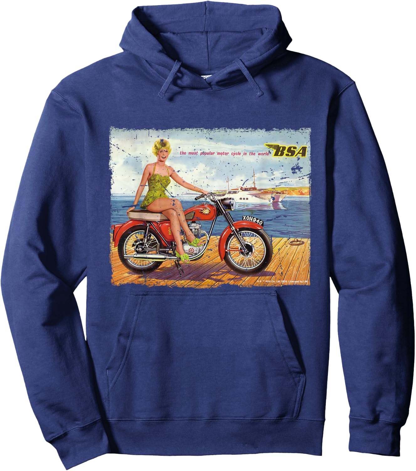 BSA C15 Star 1962 Motorcycle Dockside Ad Hoodie - Hoodie | Navy
