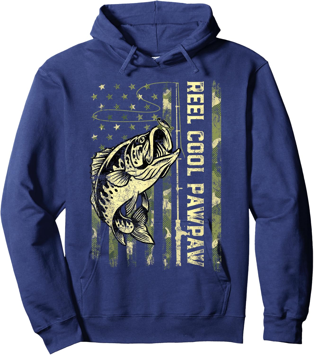 Reel Cool Pawpaw Fisherman Camouflage Father's Day Hoodie - Hoodie | Navy