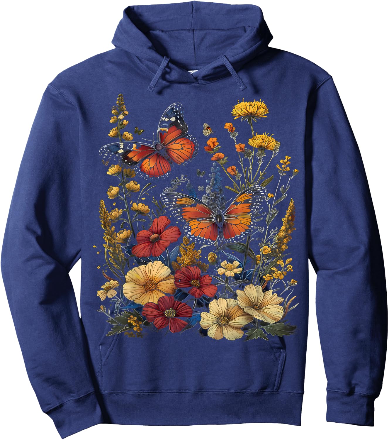 Pollinator Garden Design Wildlife Flowers Native Plants Hoodie - Hoodie | Navy
