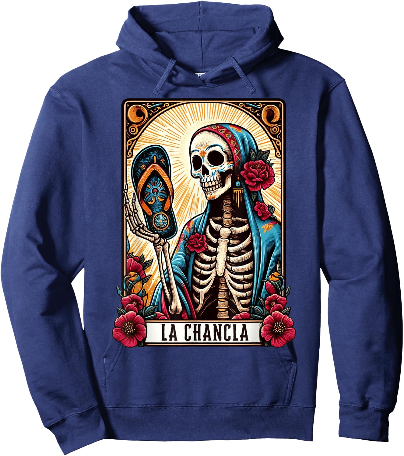 La Chancla Flip Flop Card Funny Mexican Mom Tarot Card Hoodie - Hoodie | Navy