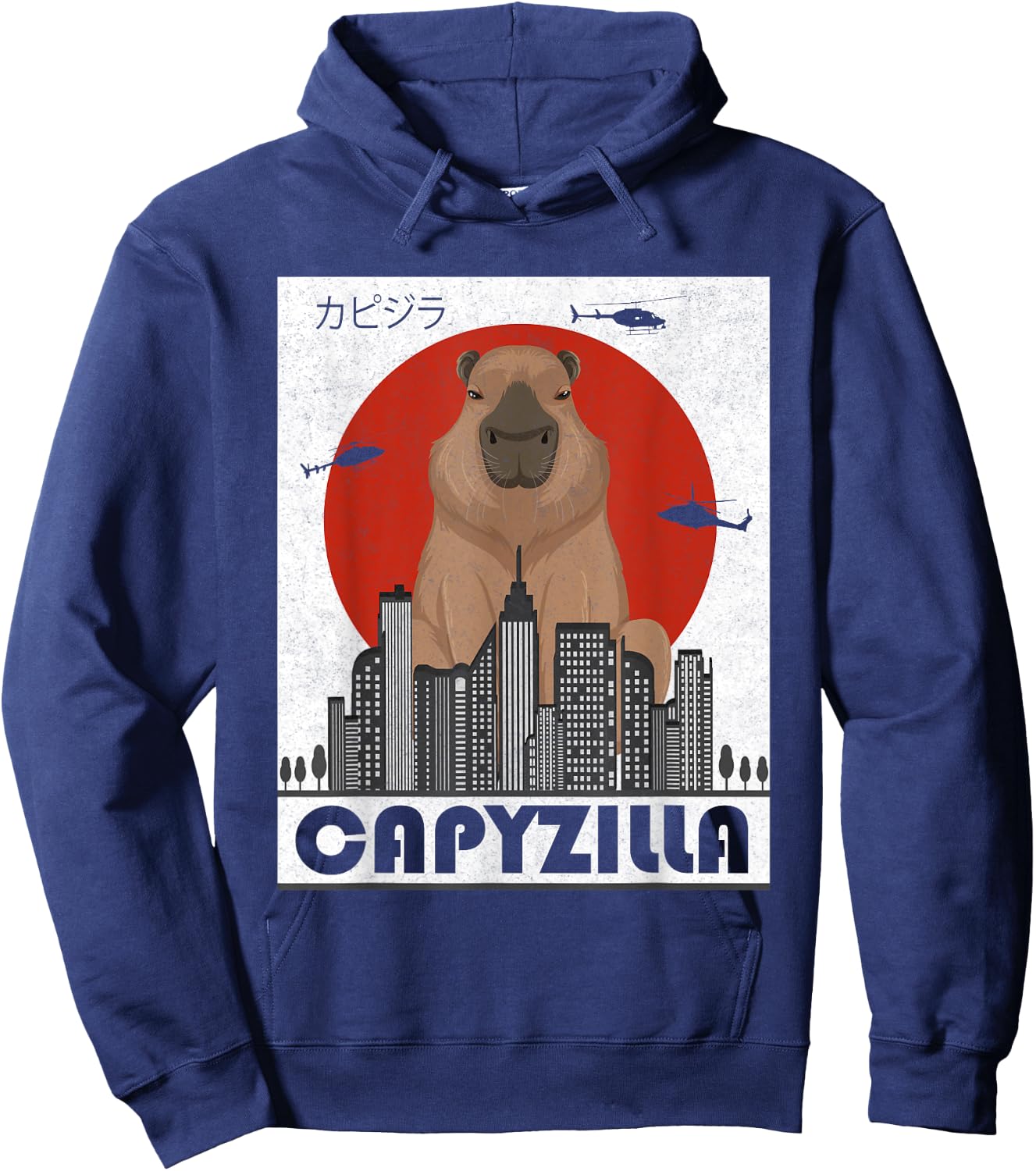 Capyzilla Capybara Japanese Art Funny Capybara Men Women Kid Hoodie - Hoodie | Navy