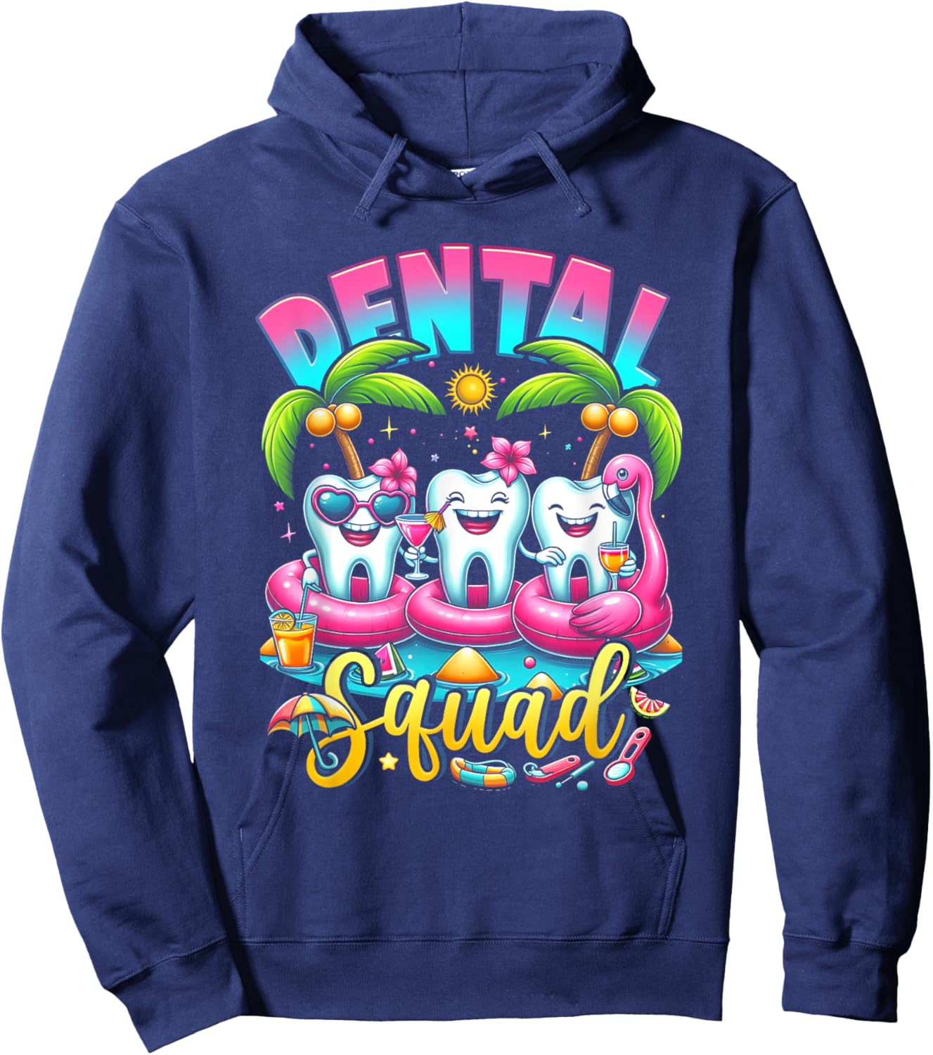 Assistant Dental Hygienist Happy Summer Dental Squad Dentist Women Hoodie - Hoodie | Navy