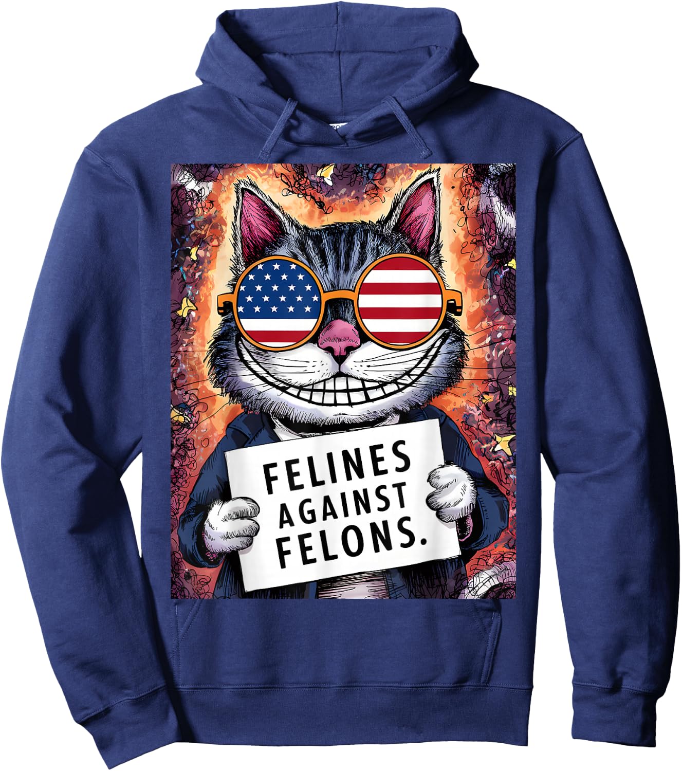 Harris 2024 Felines Against Felons Cat Ladies Harris Waltz Hoodie - Hoodie | Navy