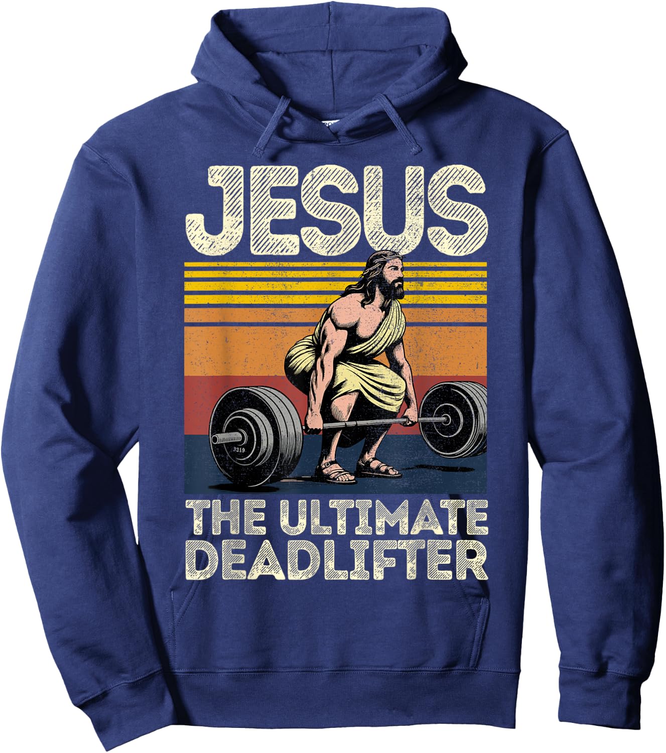 Vintage Jesus The Ultimate Deadlifter Funny Christian Gym Hoodie - Hoodie | Navy