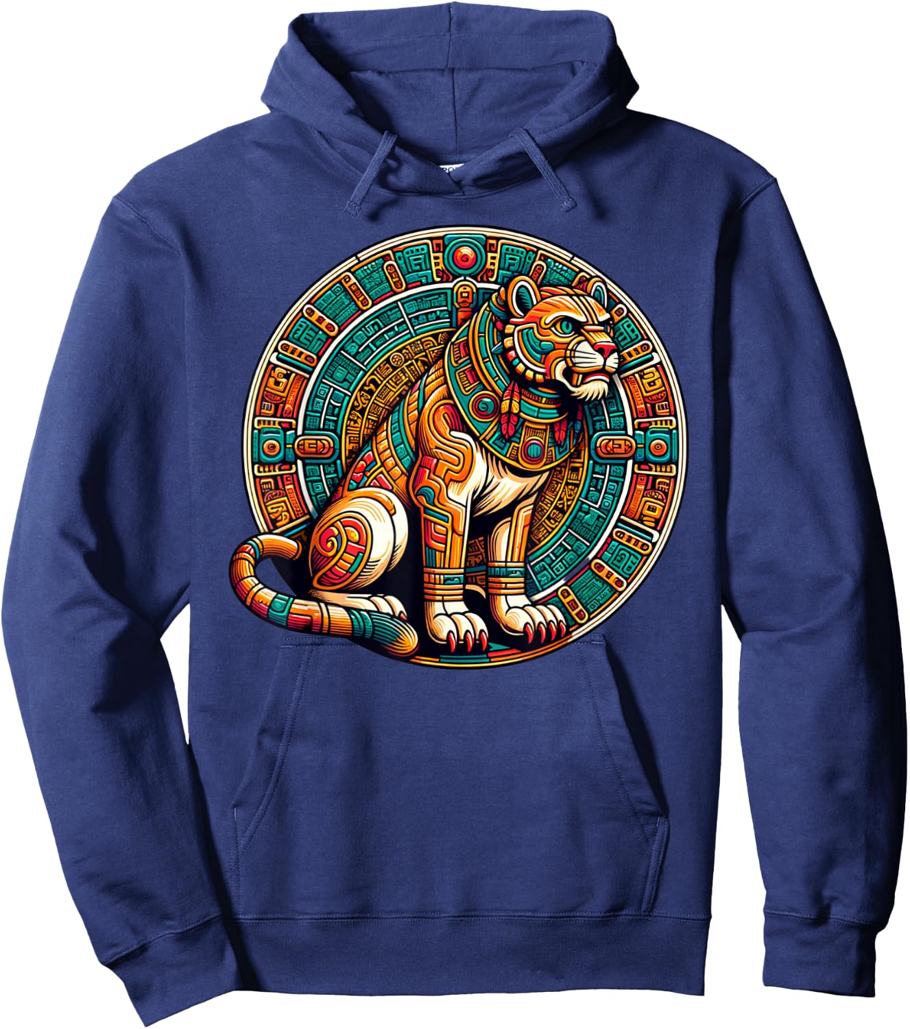 Azteca Lion and Mayan Indigenous Aztec Lions Art Hoodie - Hoodie | Navy