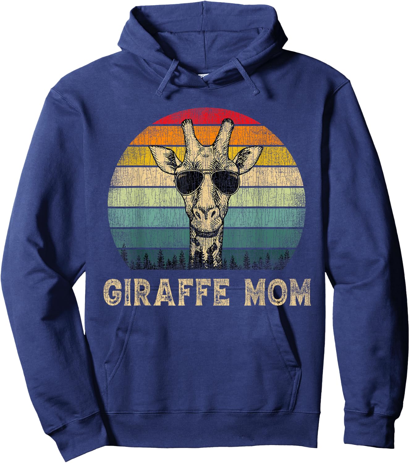 Vintage Giraffe Mom Giraffe Lovers Mommy Mother's Day Hoodie - Hoodie | Navy