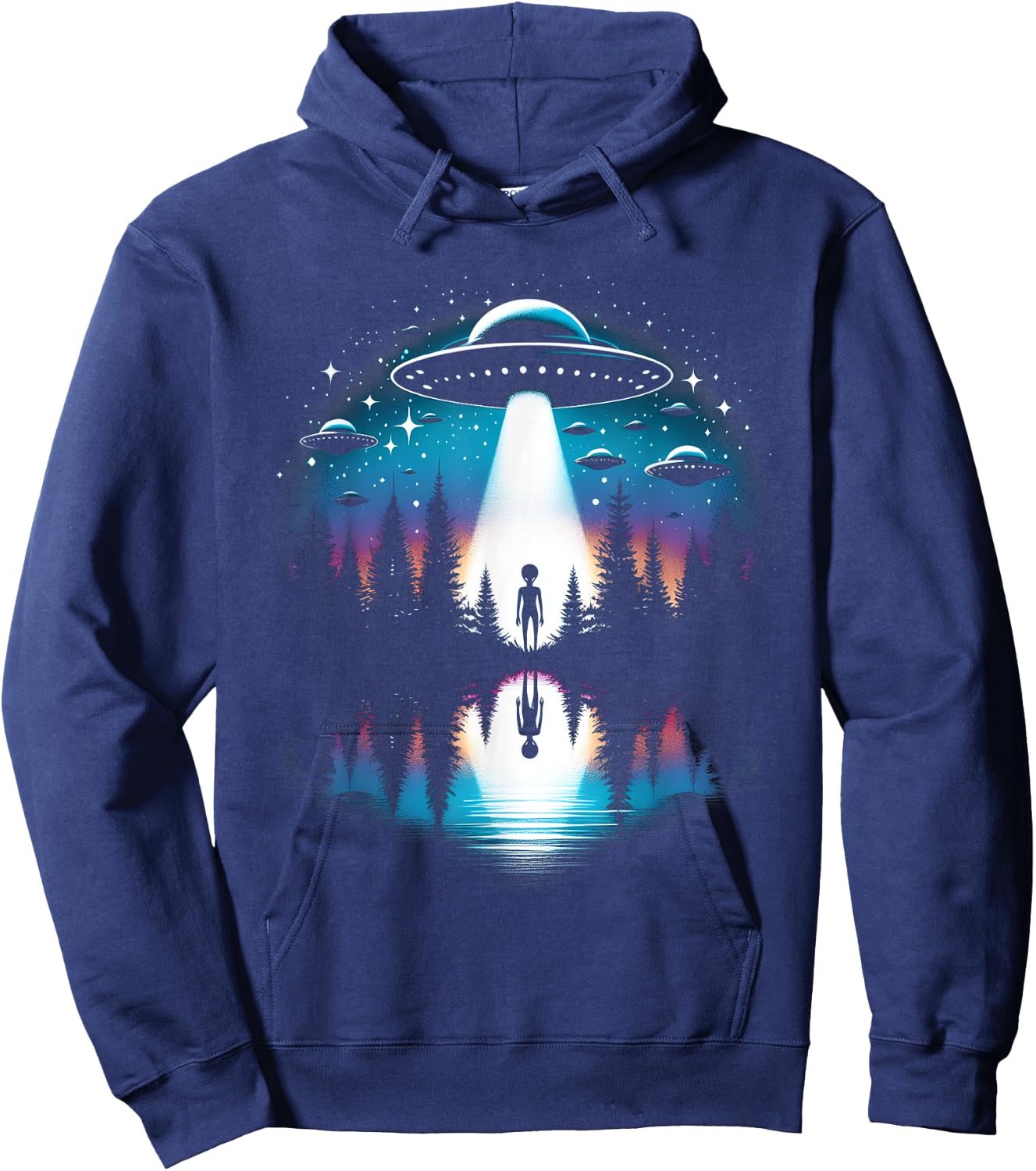 UFO Abduction Aliens Lover Extraterrestrial UFO Day Lover Hoodie - Hoodie | Navy