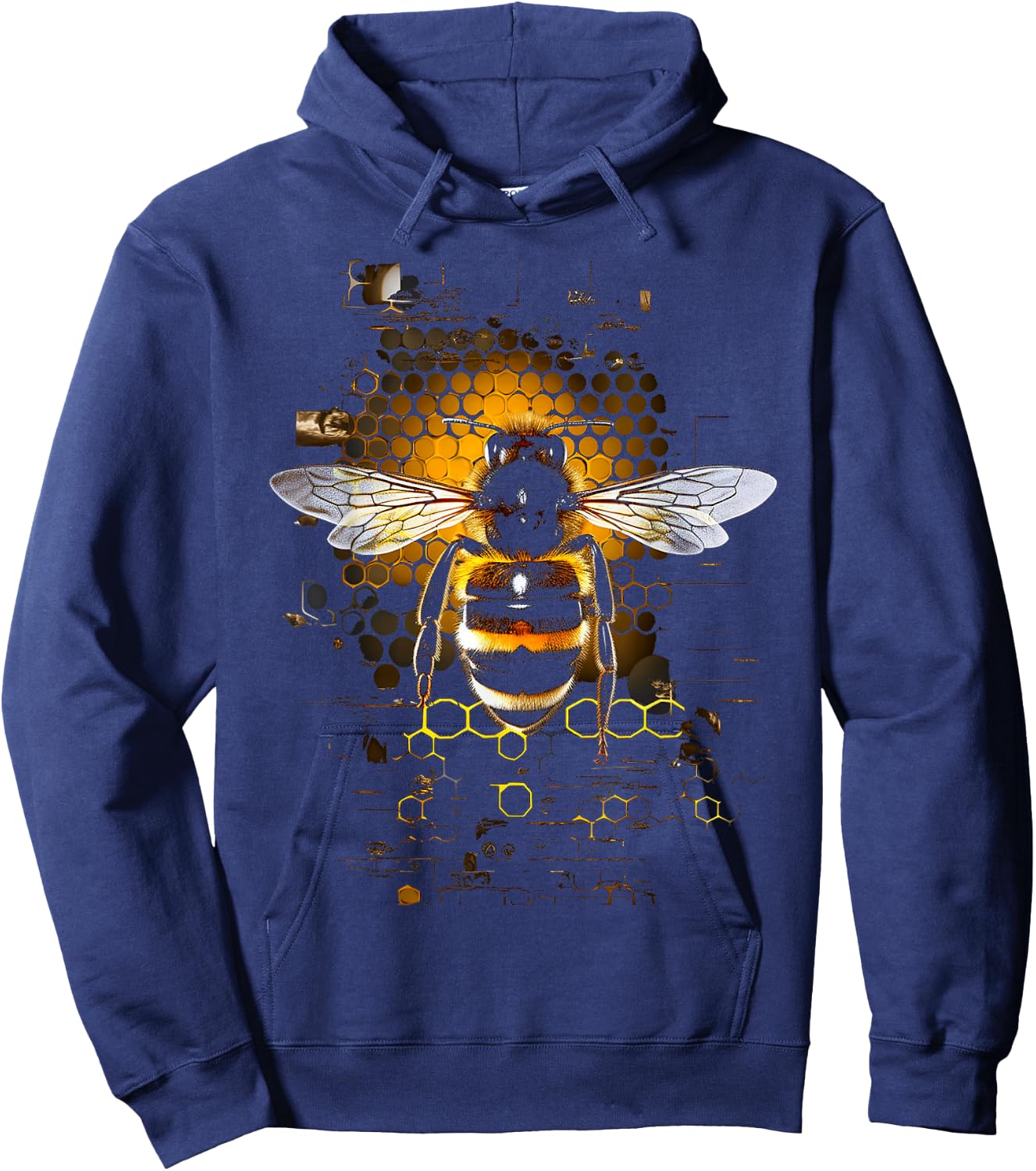Bee Animal Motif Artwork Bee Hoodie - Hoodie | Navy