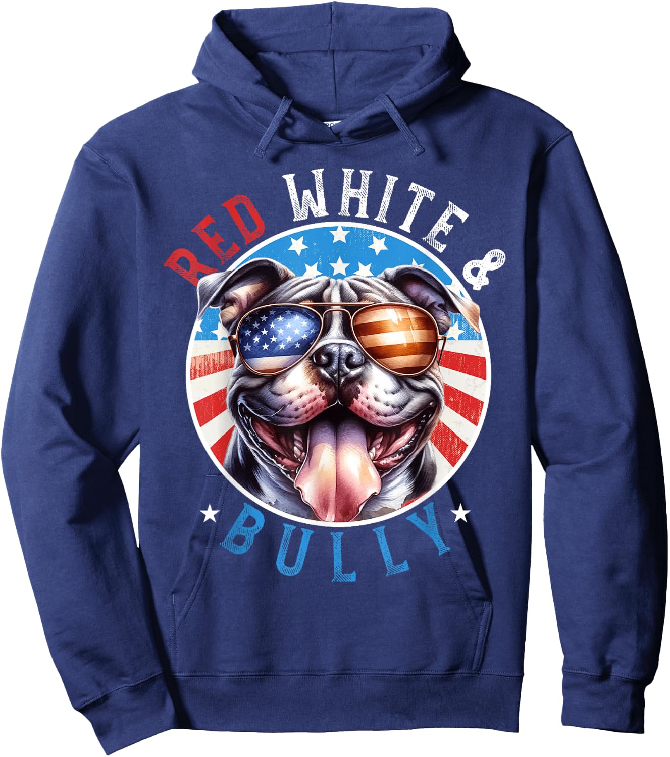 American Bully Dog 4th of July Red White and Bully Lovers Hoodie - Hoodie | Navy