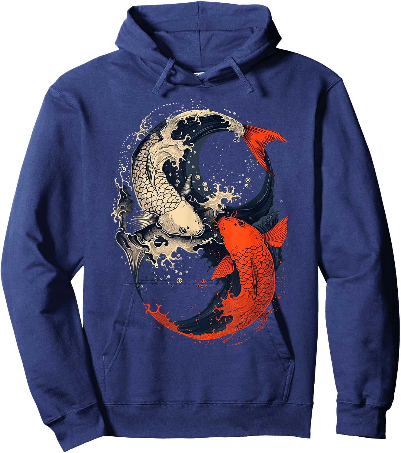 Anime Japanese Koi Fish Yin Yang Art , Small, Black Hoodie - Hoodie | Navy