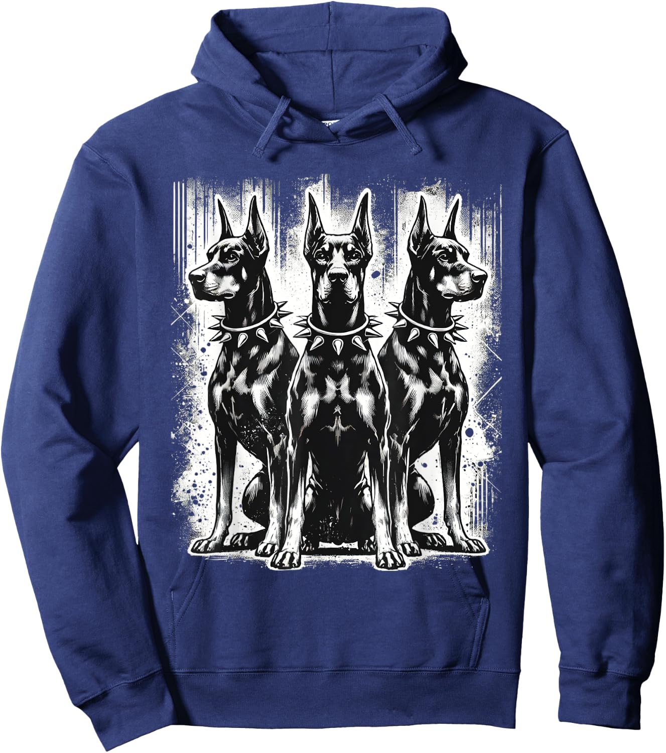 Doberman Pinscher Black and White Dog Lovers Hoodie - Hoodie | Navy
