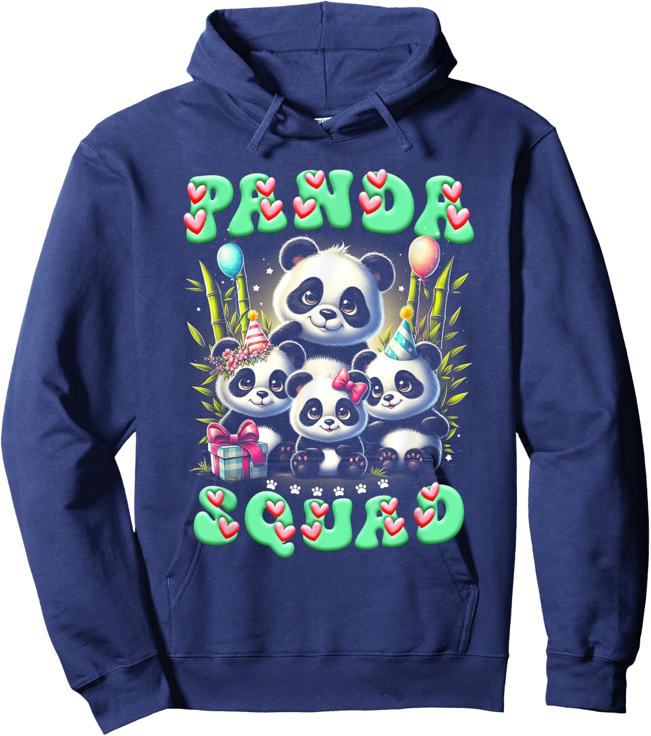 Panda Family Birthday Panda Squad Wildlife Animal Cute Hoodie - Hoodie | Navy