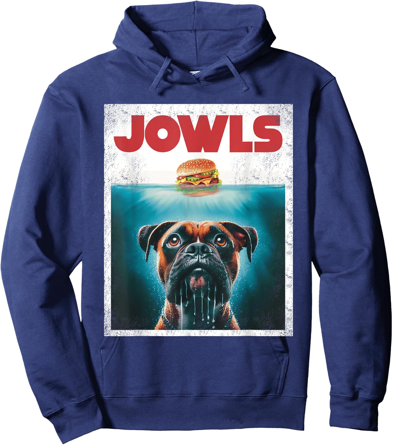 Funny Boxer Brown Brindle Jowls Burger, Wigglebutt Dog Mom Men Women Girls Kids Hoodie - Hoodie | Navy