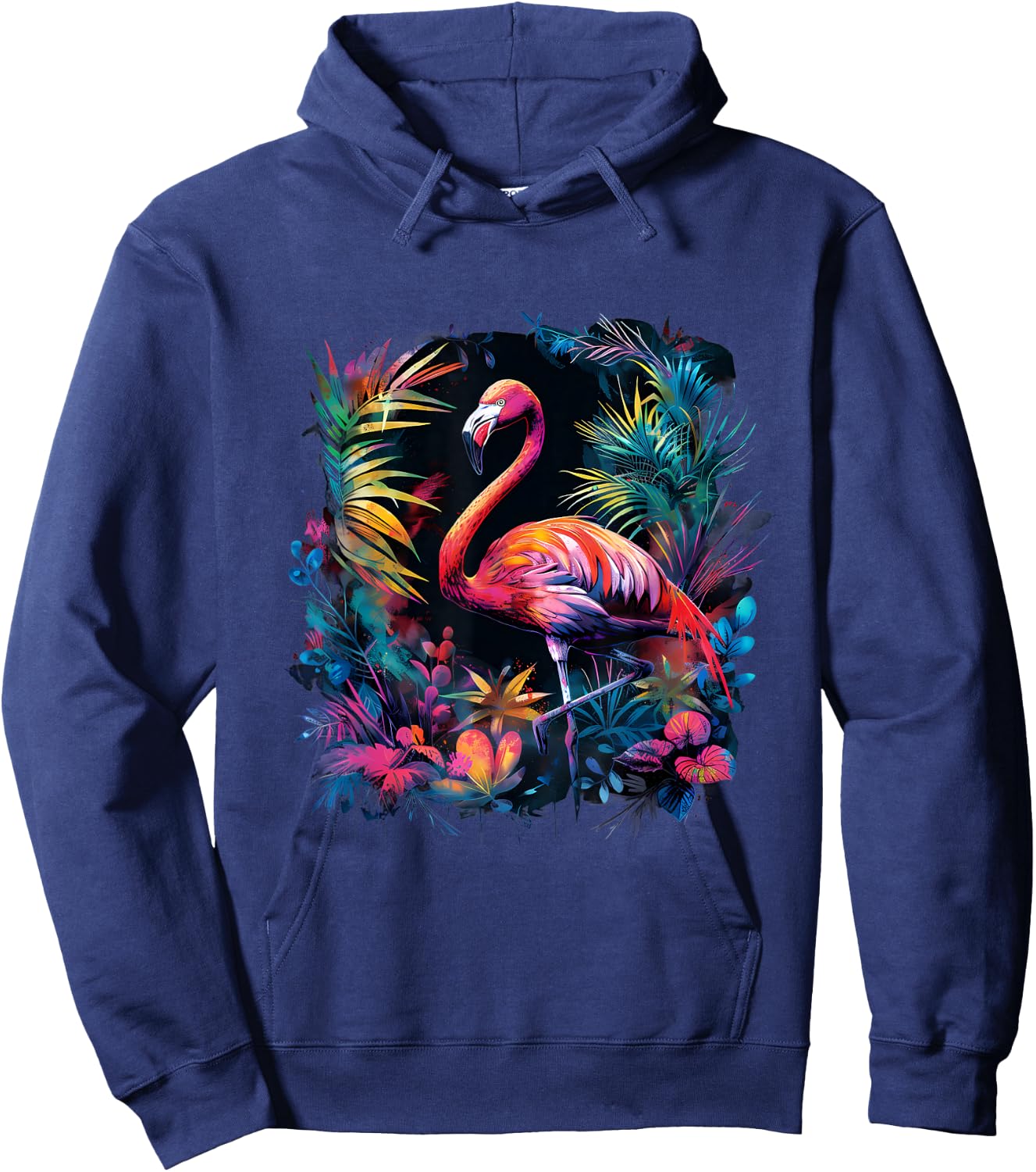 Flamingo Colourful Artwork Nature Flamingo Lover Wildlife Hoodie - Hoodie | Navy